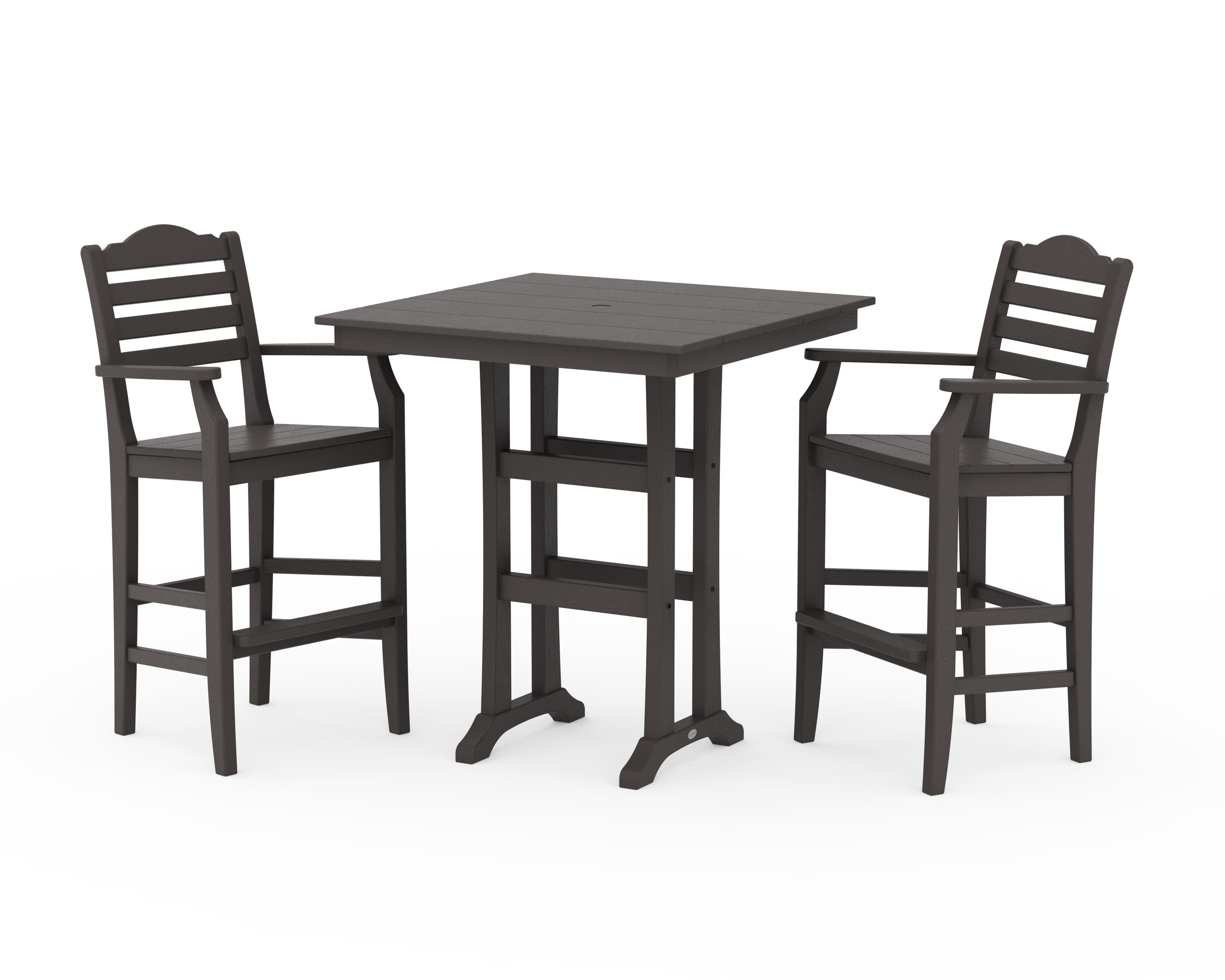 Savannah 3-Piece Farmhouse Bar Set with Trestle Legs in Vintage Coffee