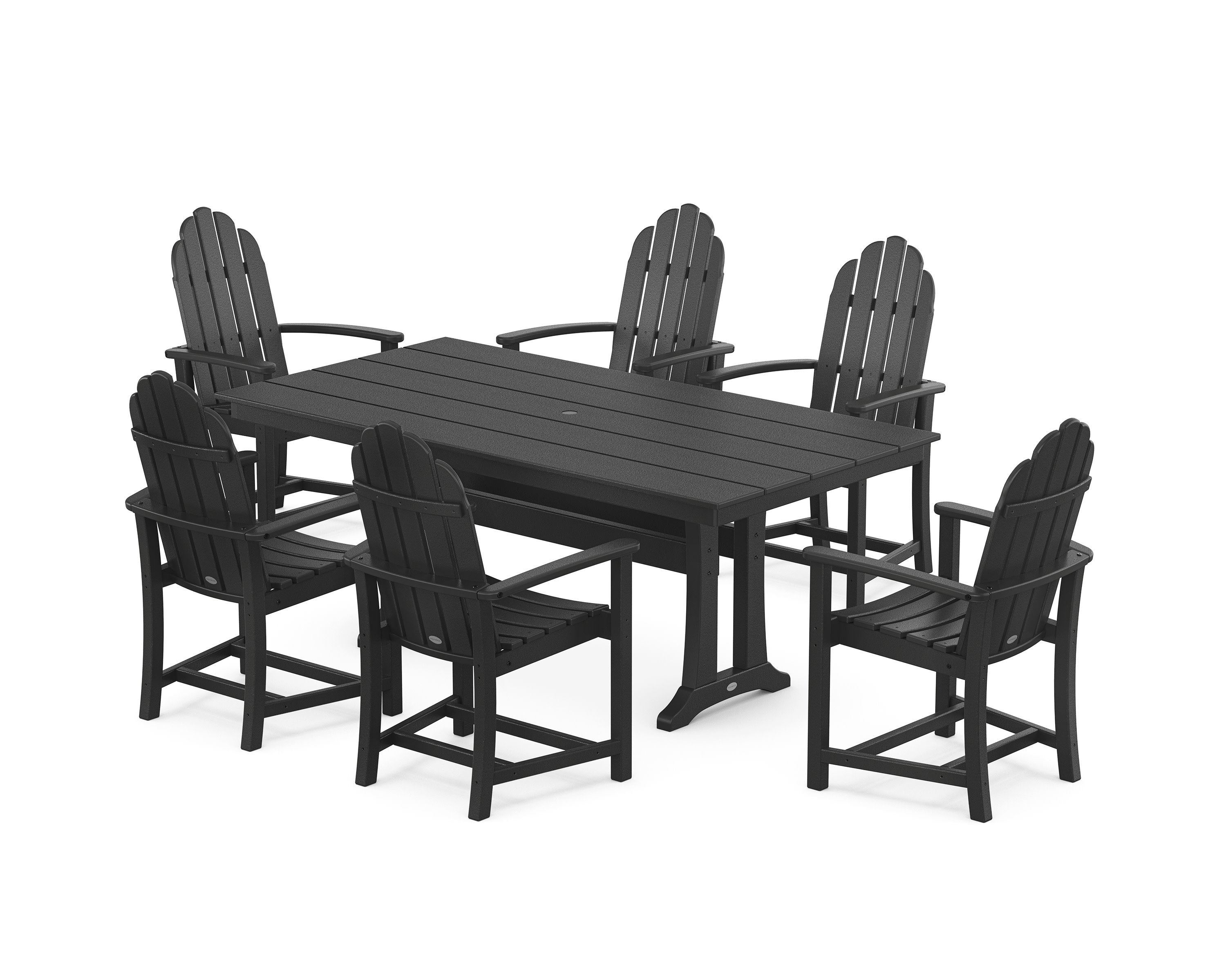 Classic Adirondack 7-Piece Farmhouse Dining Set with Trestle Legs in Black