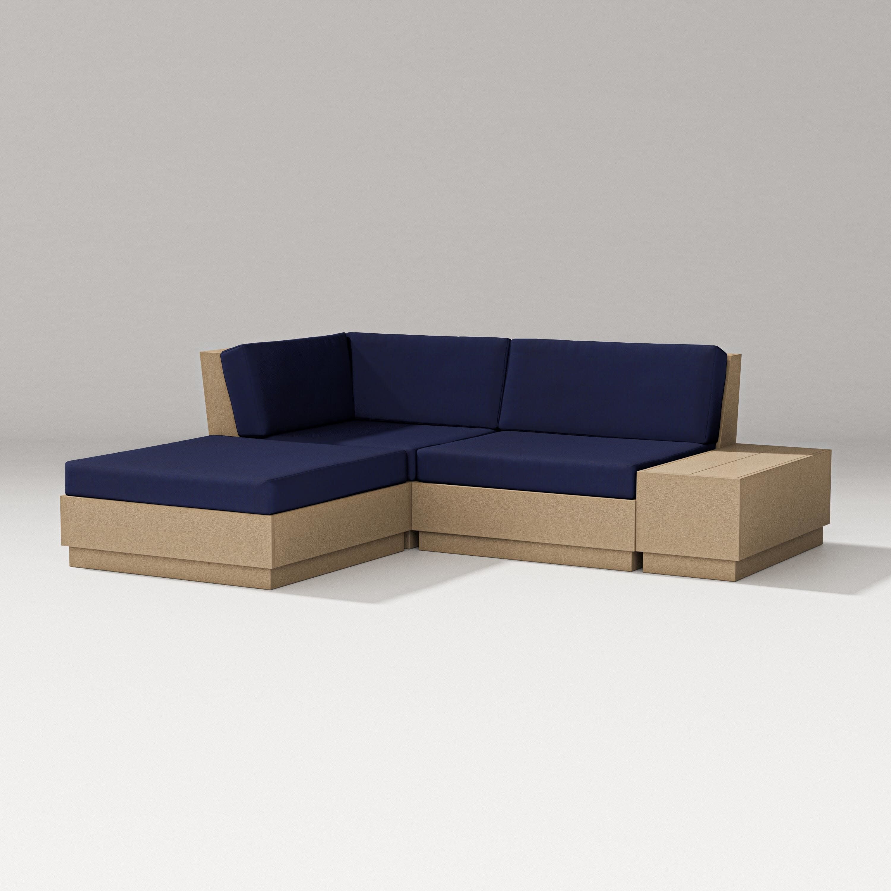 Elevate Loveseat Sectional with Chaise in Vintage Sahara / Navy