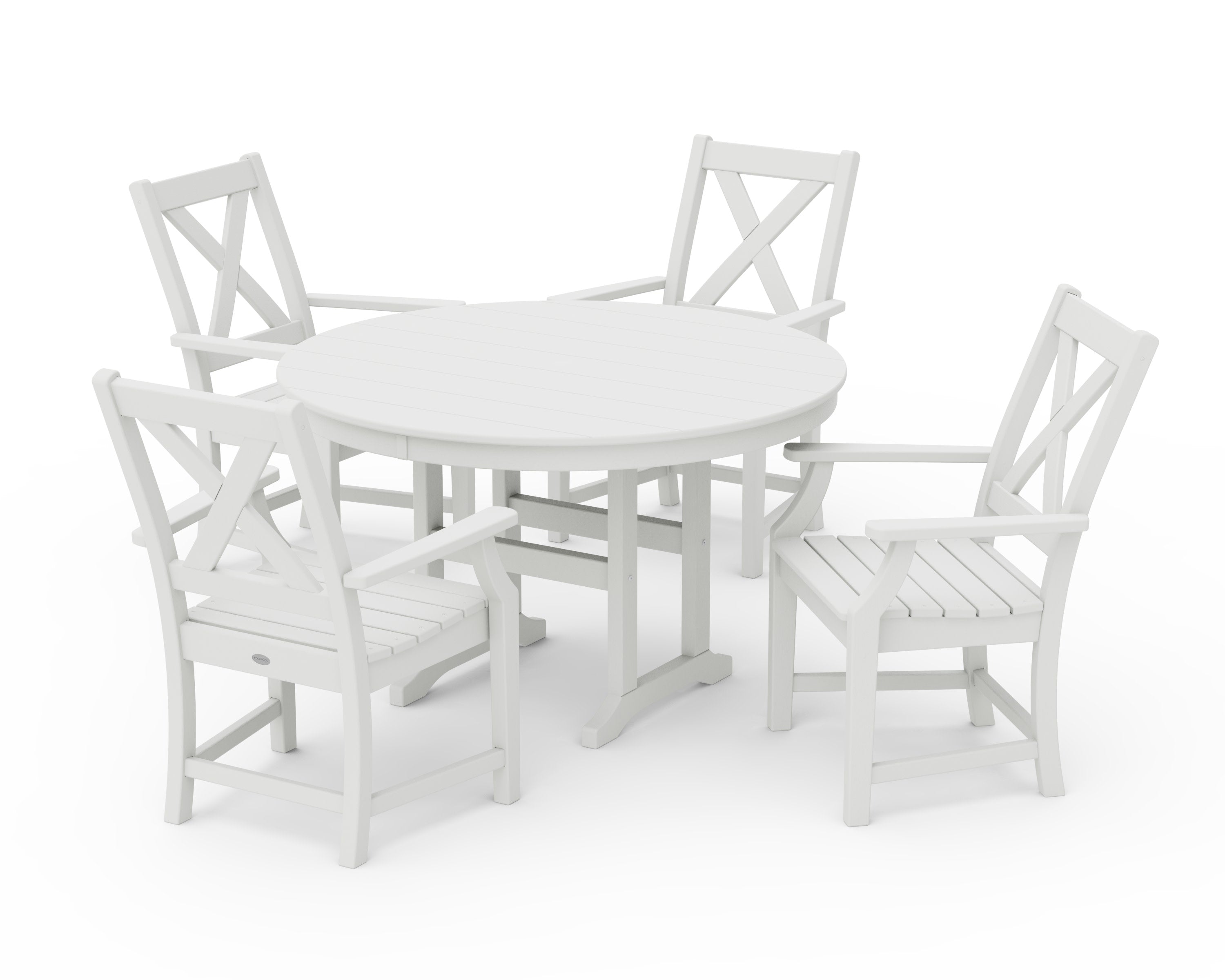 Braxton 5-Piece Round Farmhouse Dining Set in Vintage White