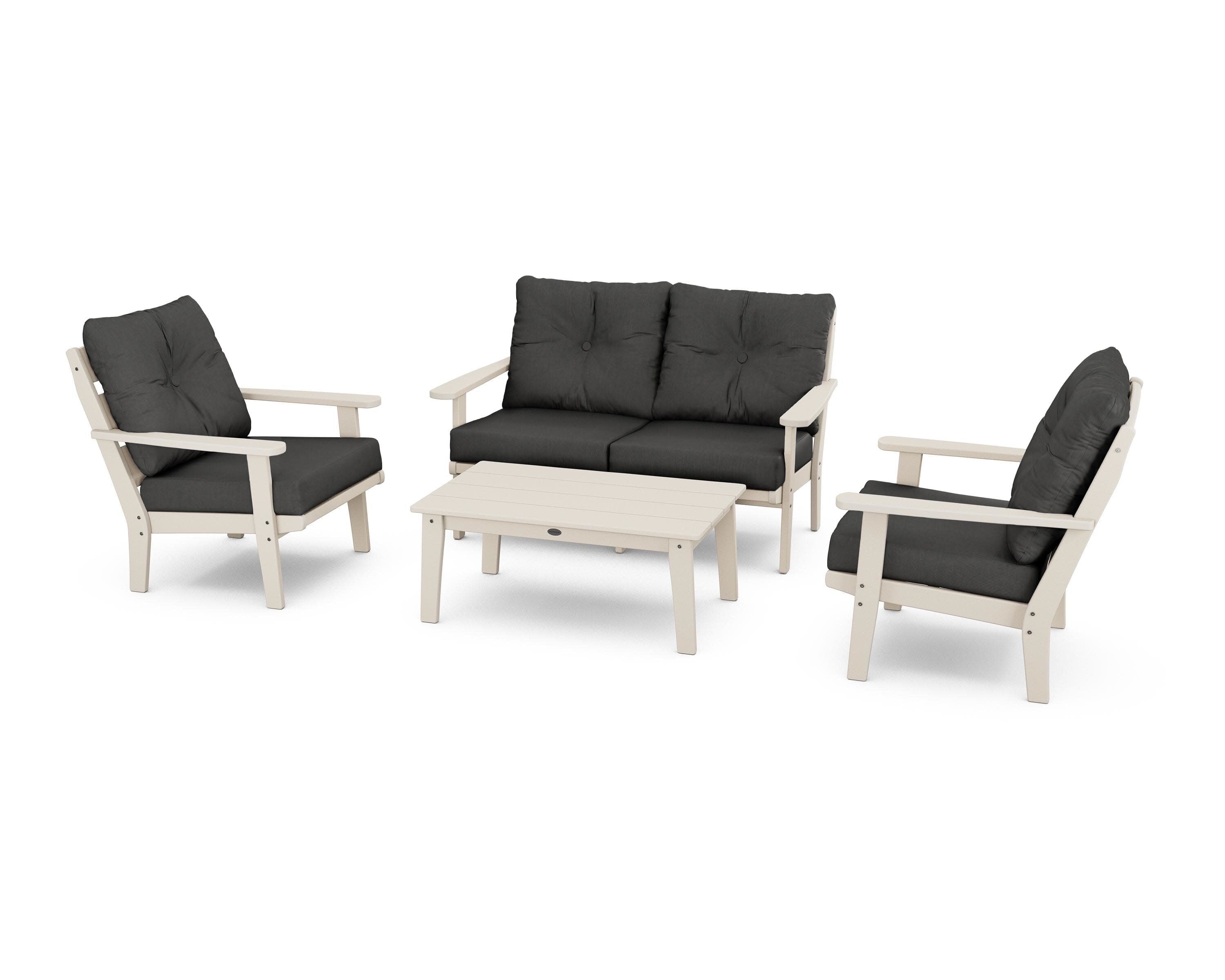 Lakeside 4-Piece Deep Seating Set in Sand / Spectrum Carbon