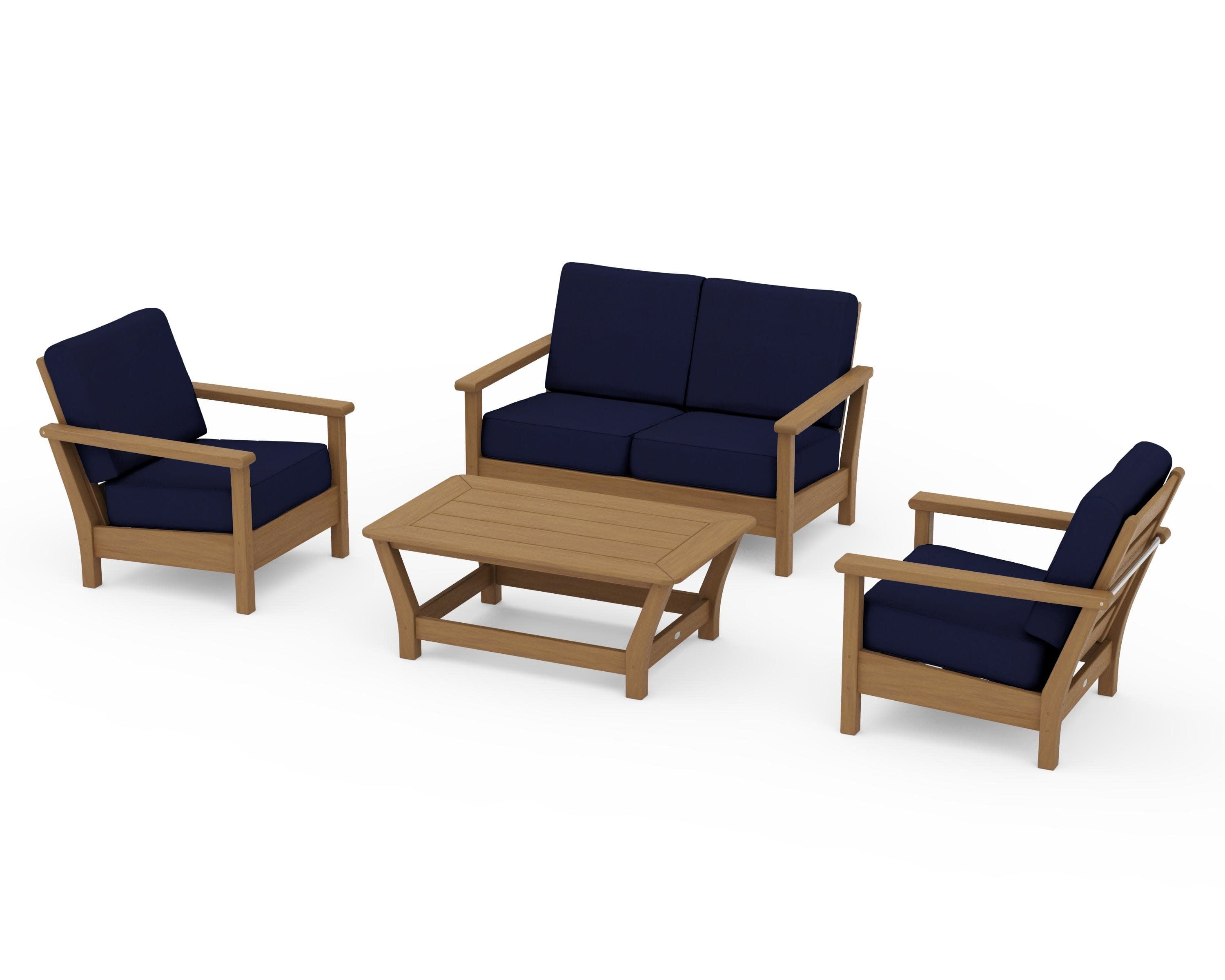 Harbour 4-Piece Deep Seating Set in Natural / Navy