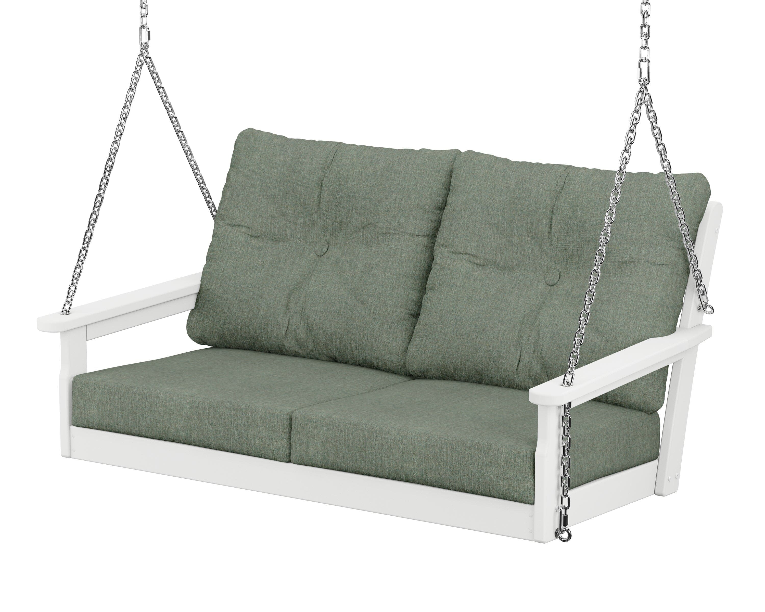Vineyard Deep Seating Swing in White / Cast Sage