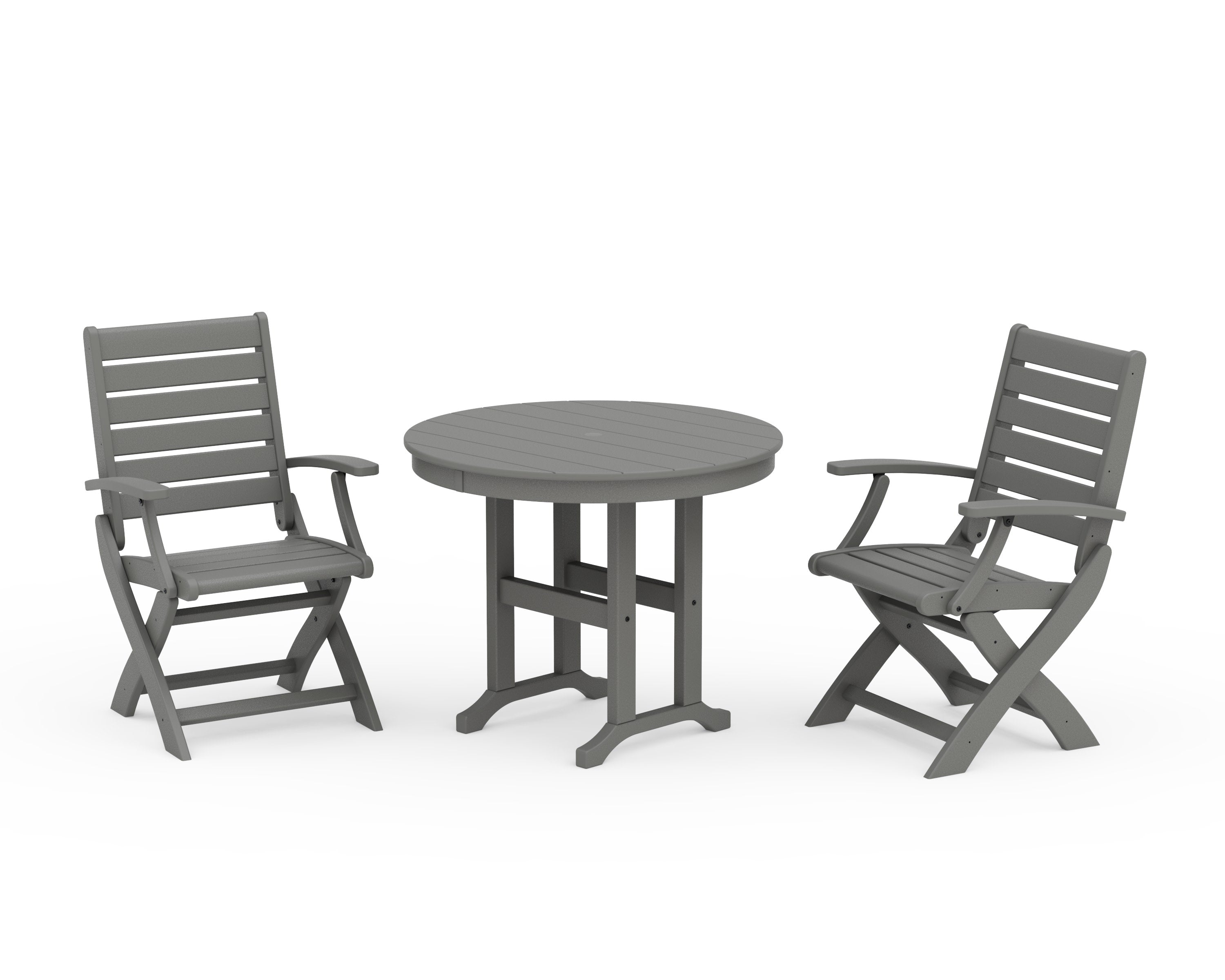 Signature Folding Chair 3-Piece Round Farmhouse Dining Set