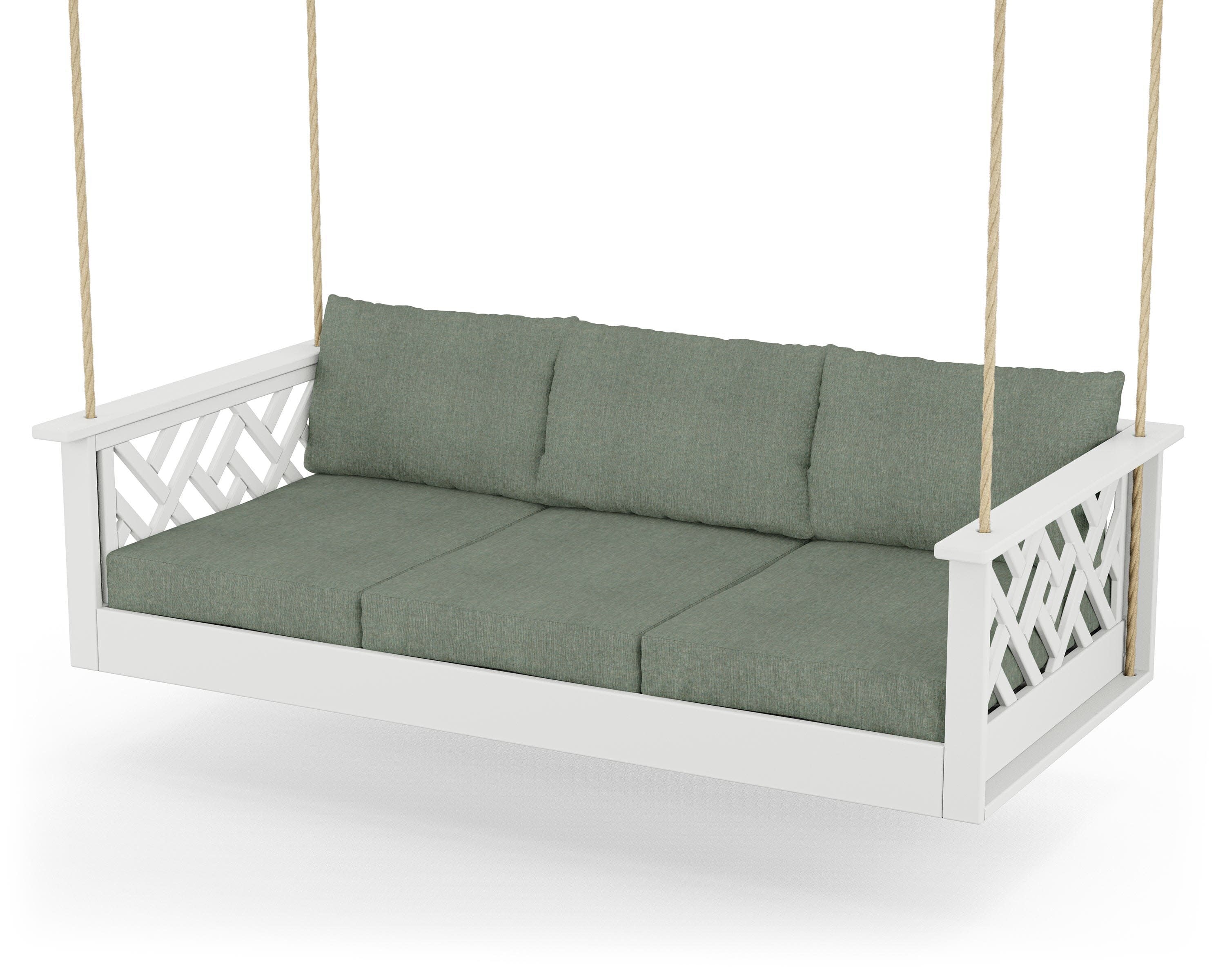 Chippendale Daybed Swing in White / Cast Sage
