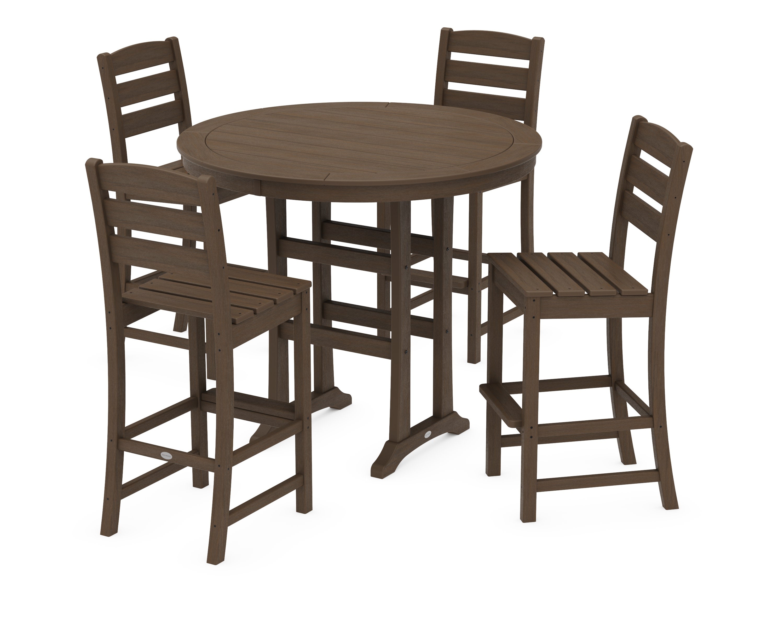 Lakeside 5-Piece Round Farmhouse Side Chair Bar Set in Kona
