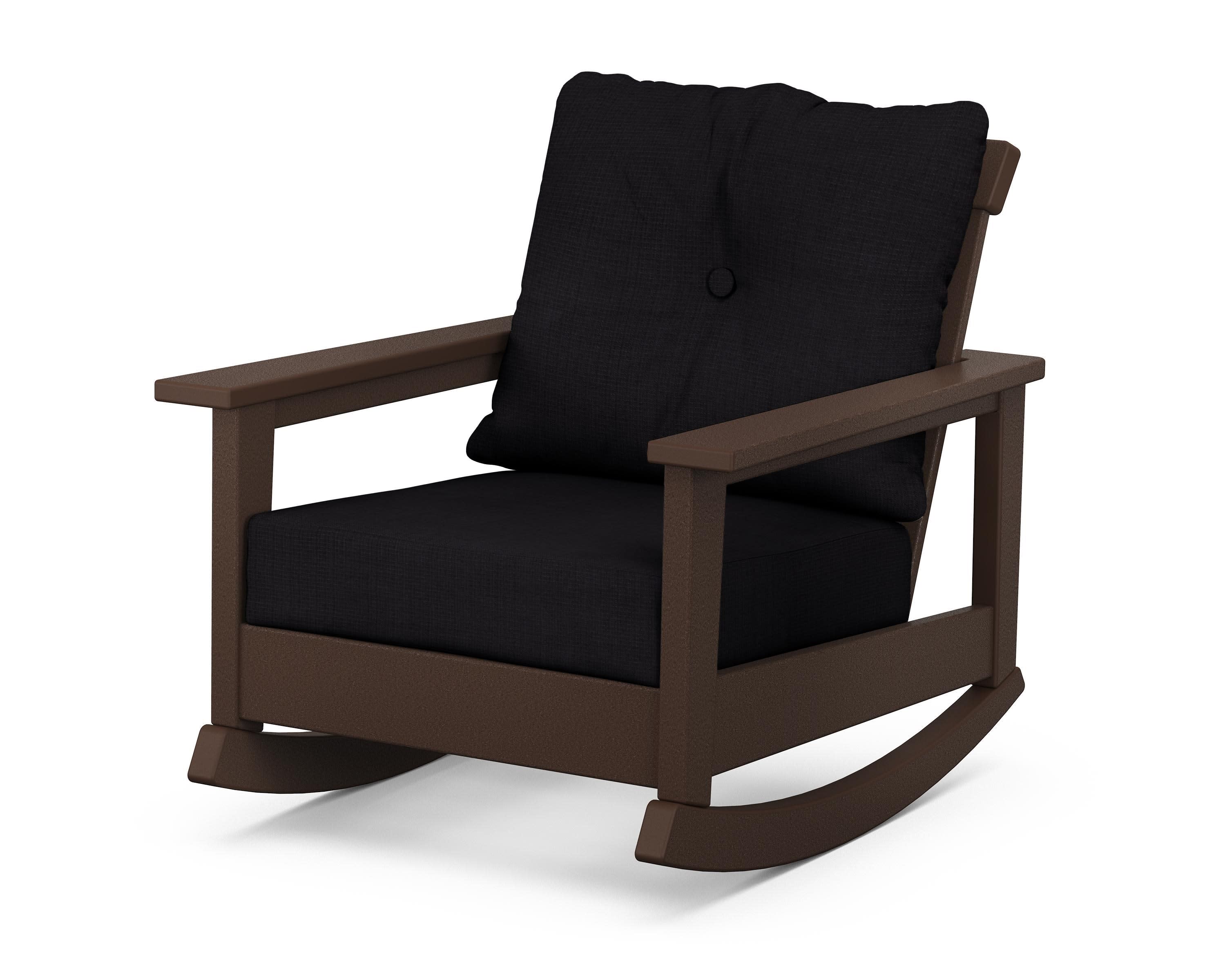 Prescott Deep Seating Rocking Chair in Mahogany / Midnight Linen