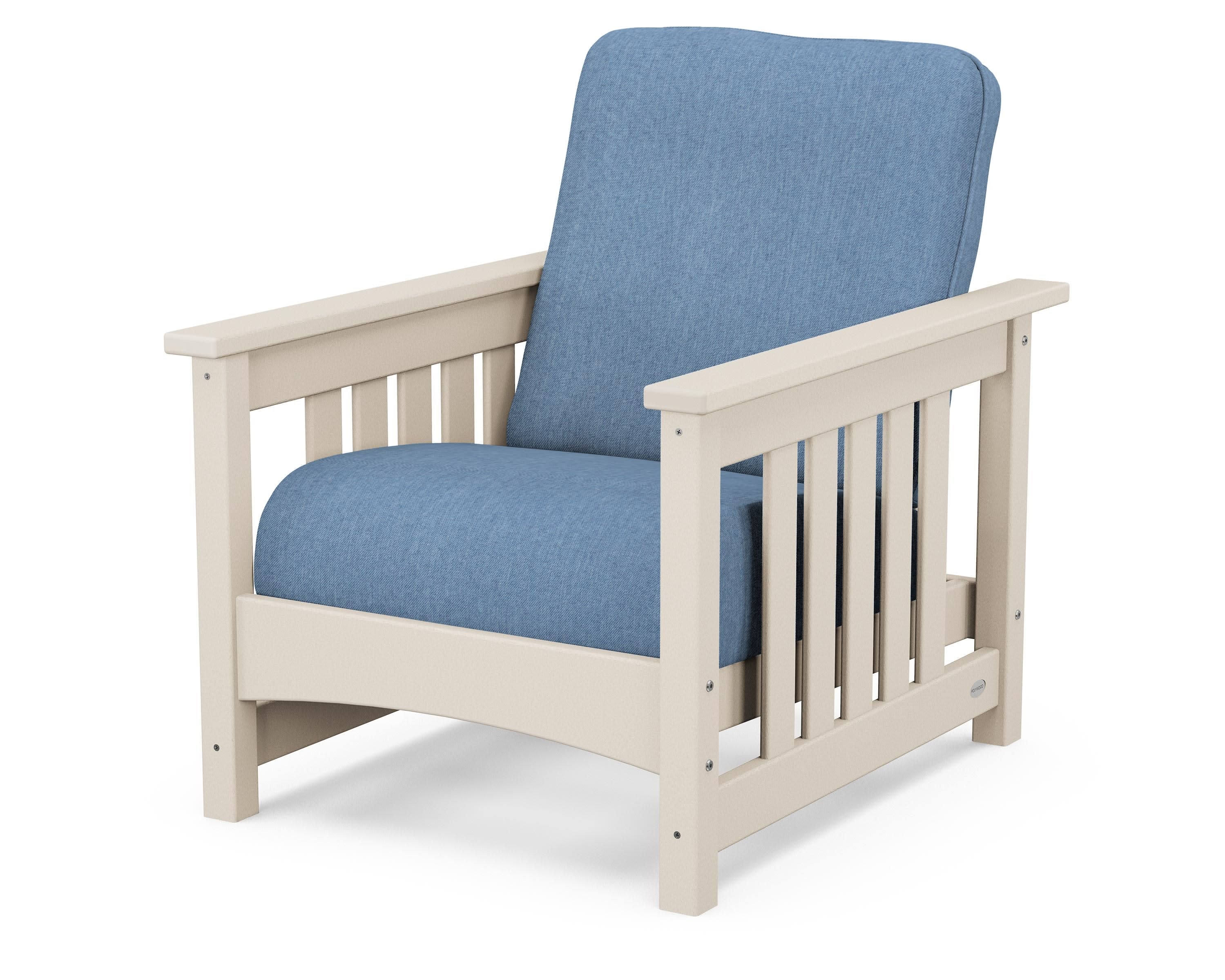 Club Mission Chair in Sand / Sky Blue