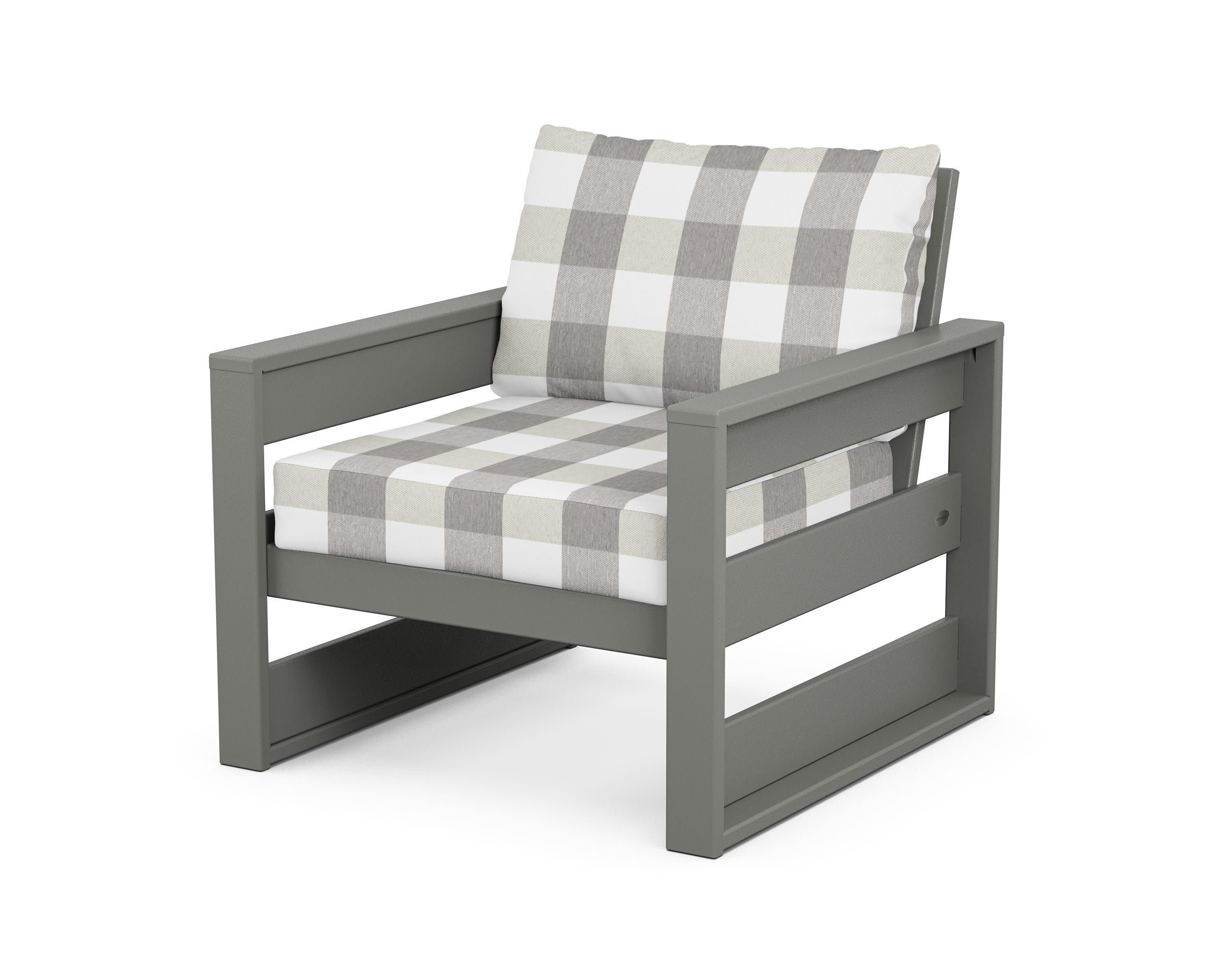 Westport Club Chair in Slate Grey / Buffalo Plaid Grey Mist