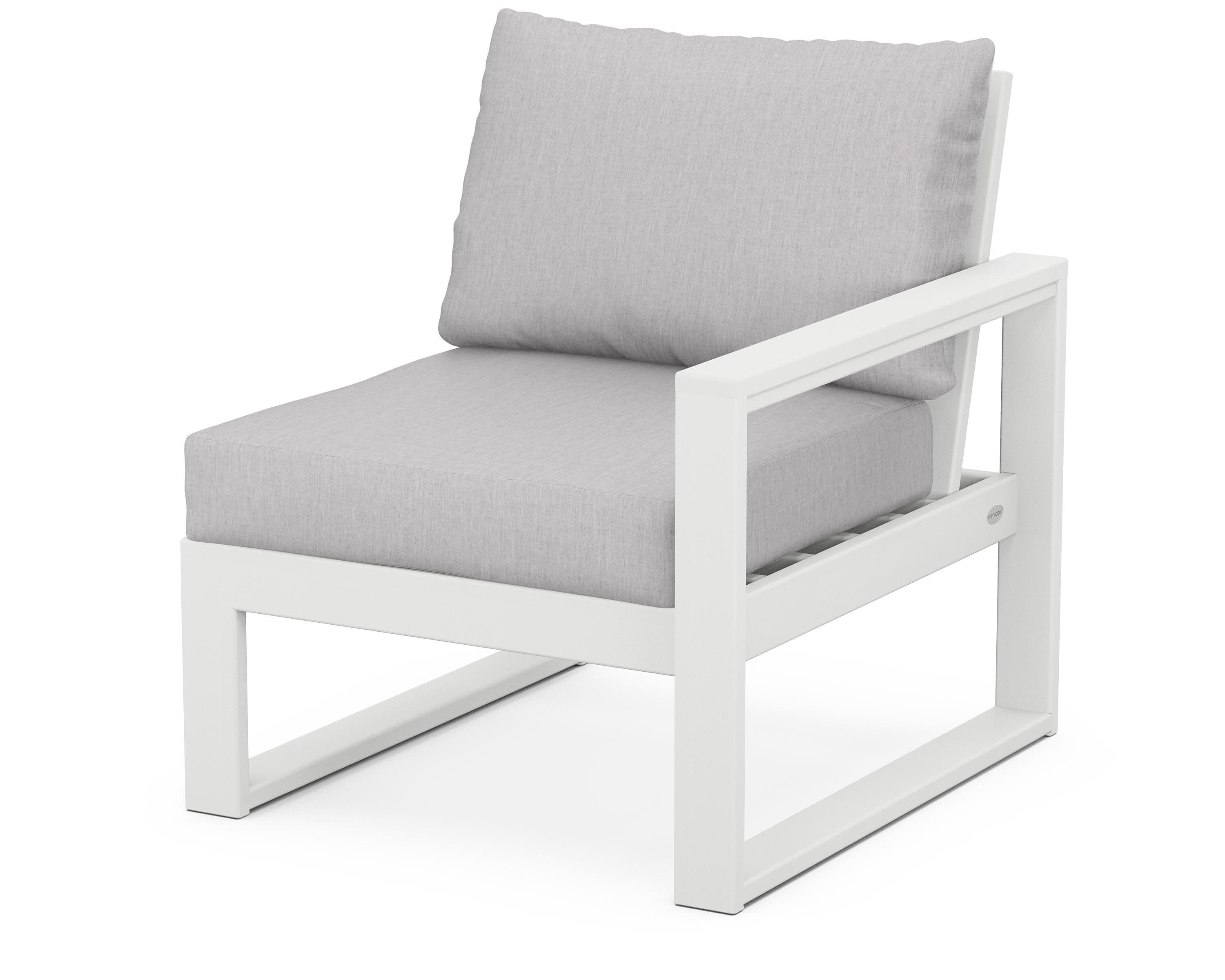 EDGE Modular Right Arm Chair in White / Granite