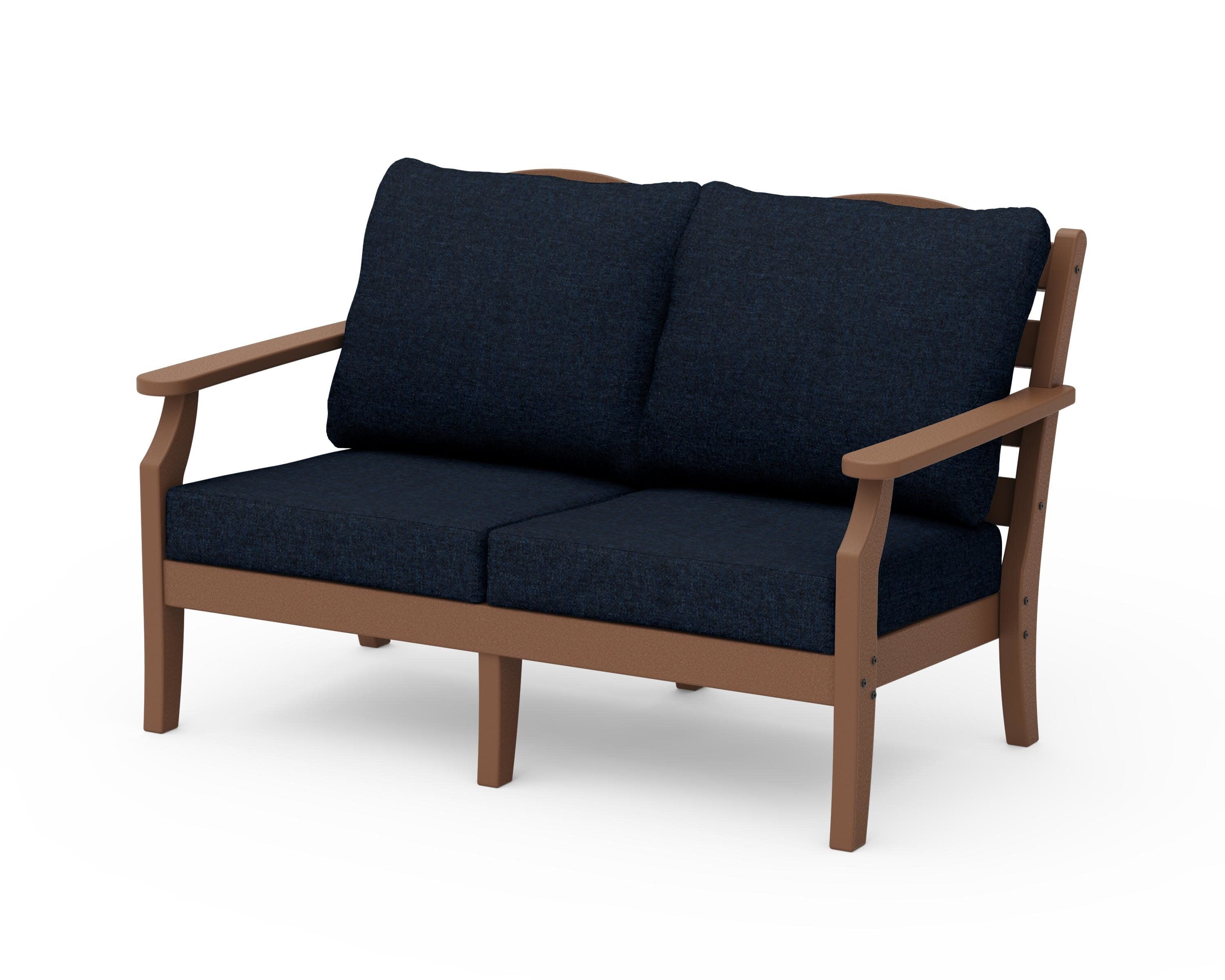 Savannah Deep Seating Loveseat in Teak / Marine Indigo