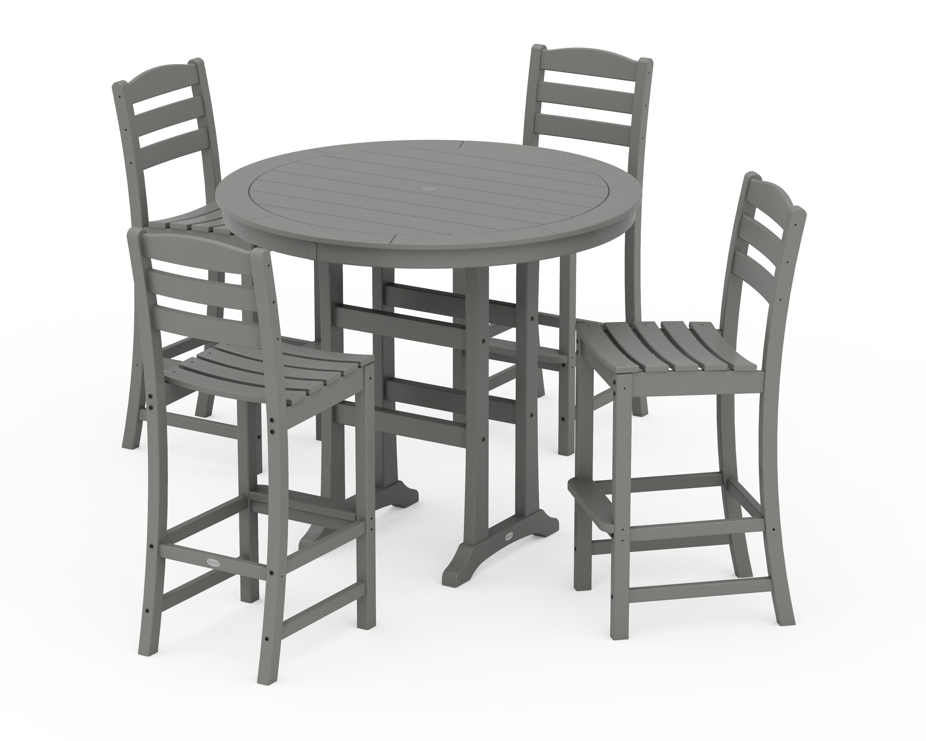 La Casa Caf 5-Piece Side Chair Bar Dining Set in Slate Grey