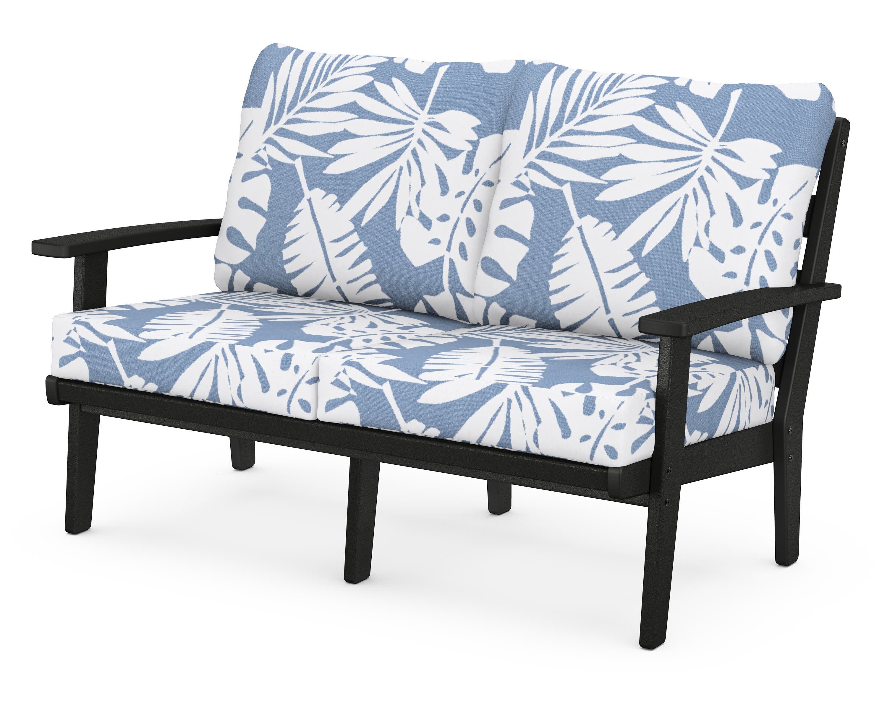 Grant Park Deep Seating Loveseat in Black / Leaf Sky Blue