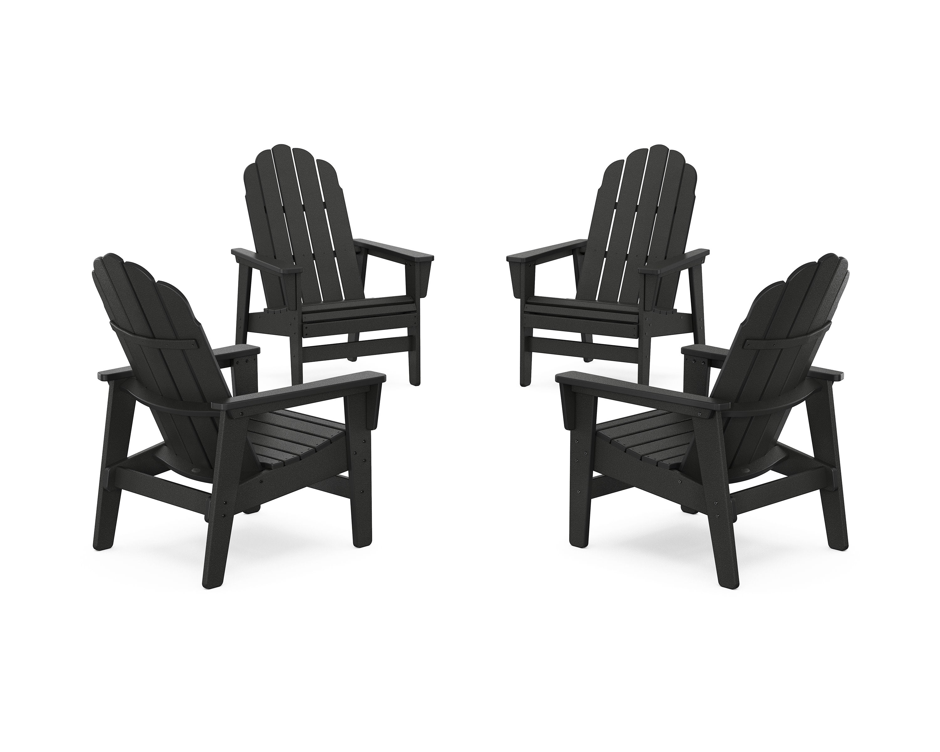 4-Piece Vineyard Grand Upright Adirondack Chair Conversation Set in Black