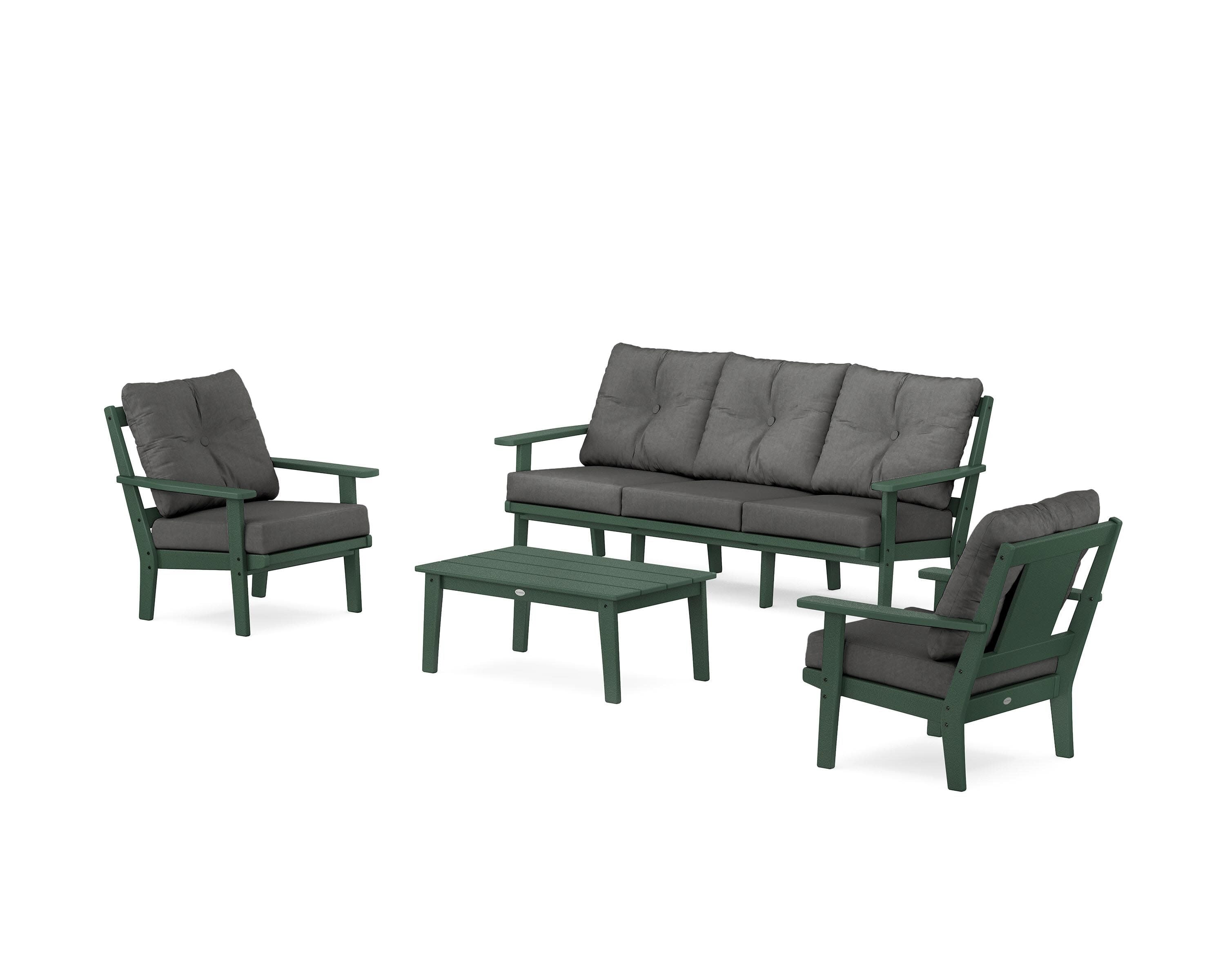 Prairie 4-Piece Deep Seating Set with Sofa in Green / Spectrum Carbon