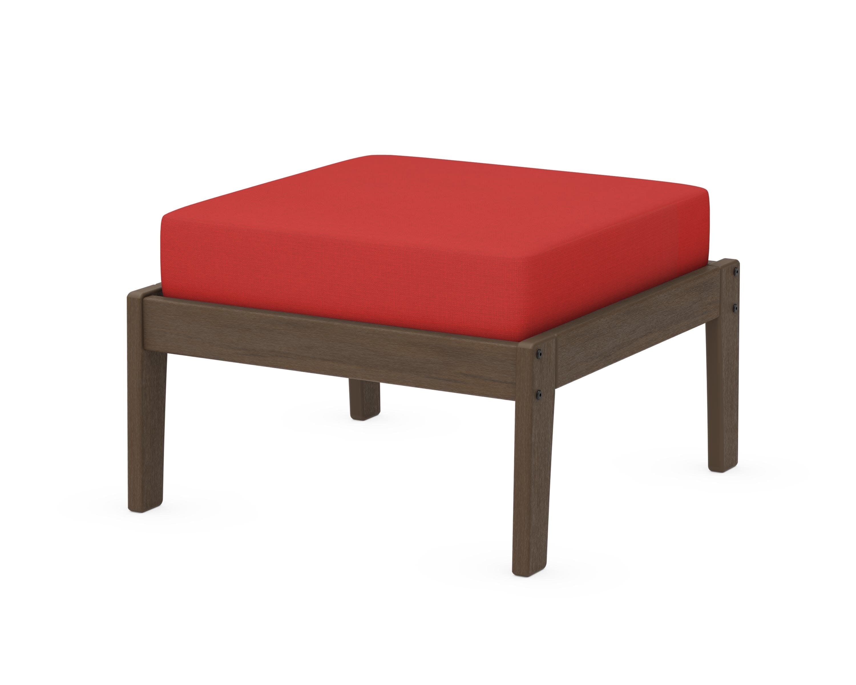 Deep Seating Ottoman in Kona / Crimson Linen