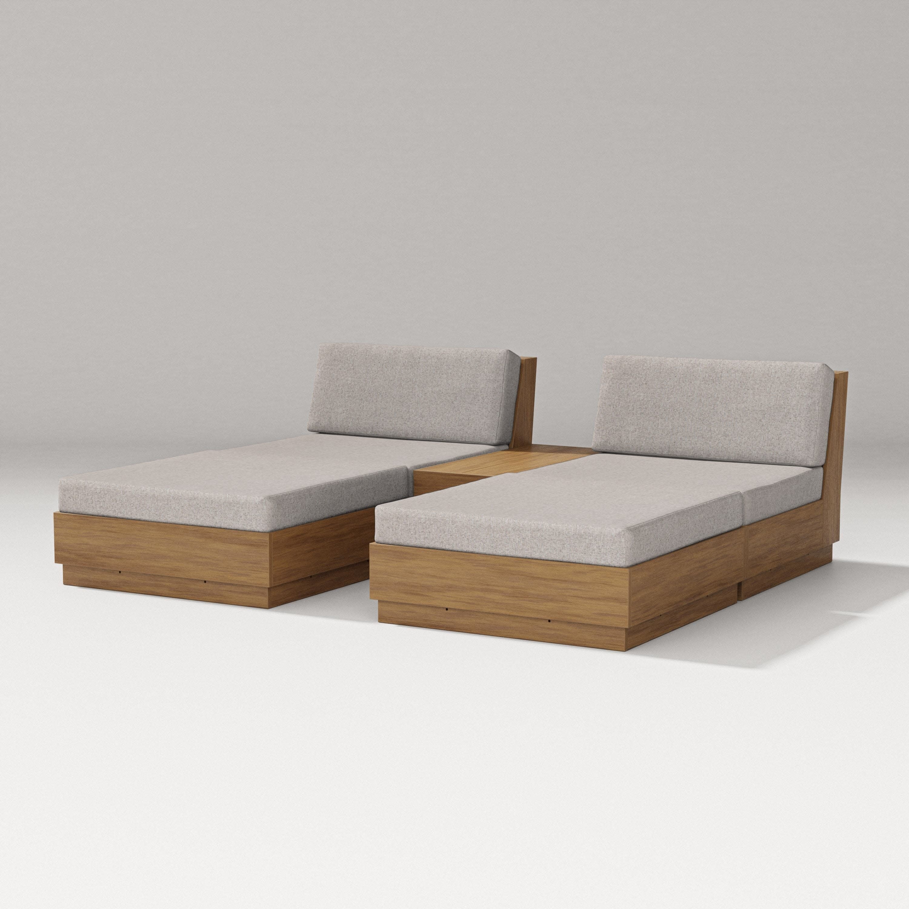 Elevate Double Chaise Set in Natural / Weathered Tweed
