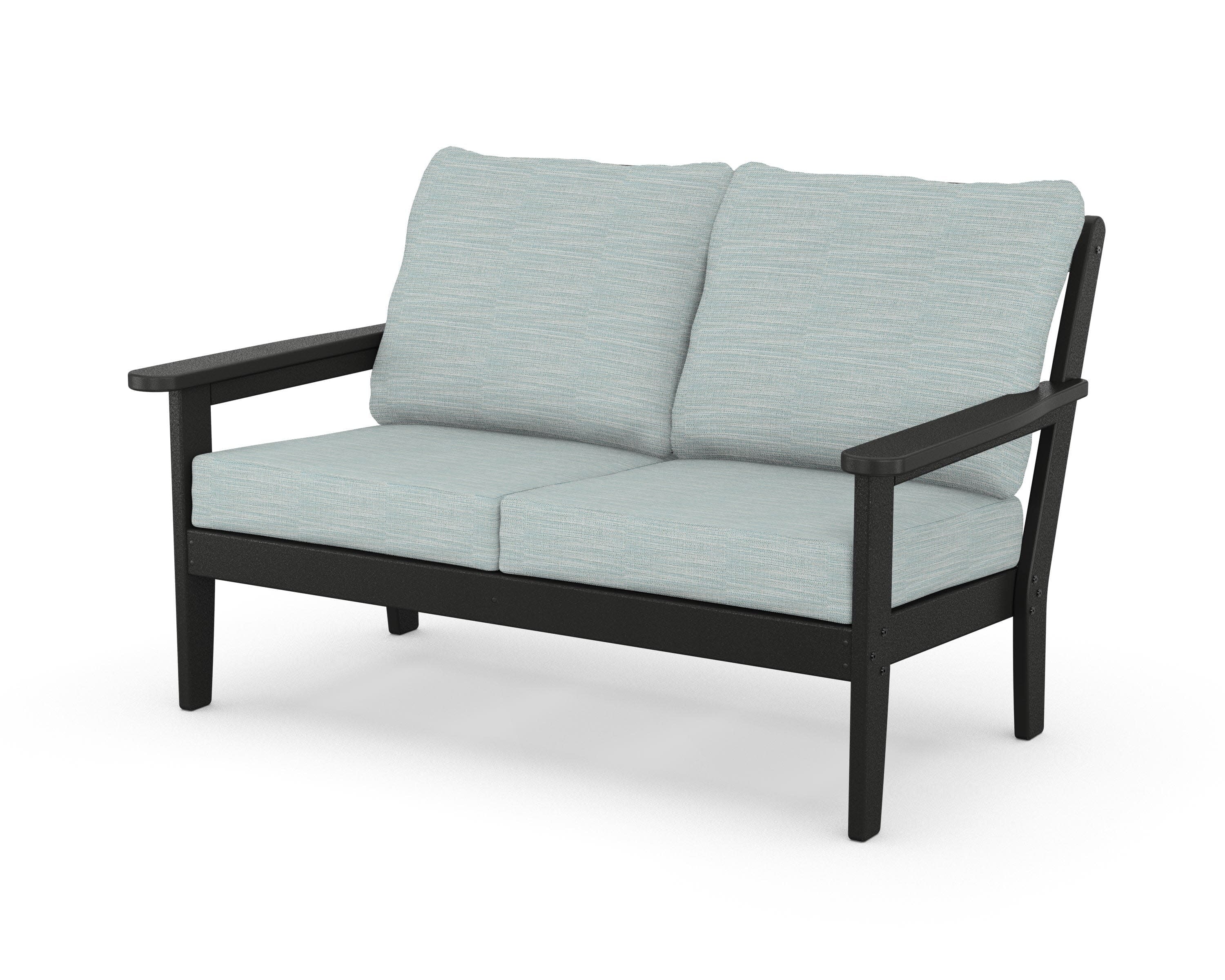 Cottage Deep Seating Loveseat in Black / Soothe Mist