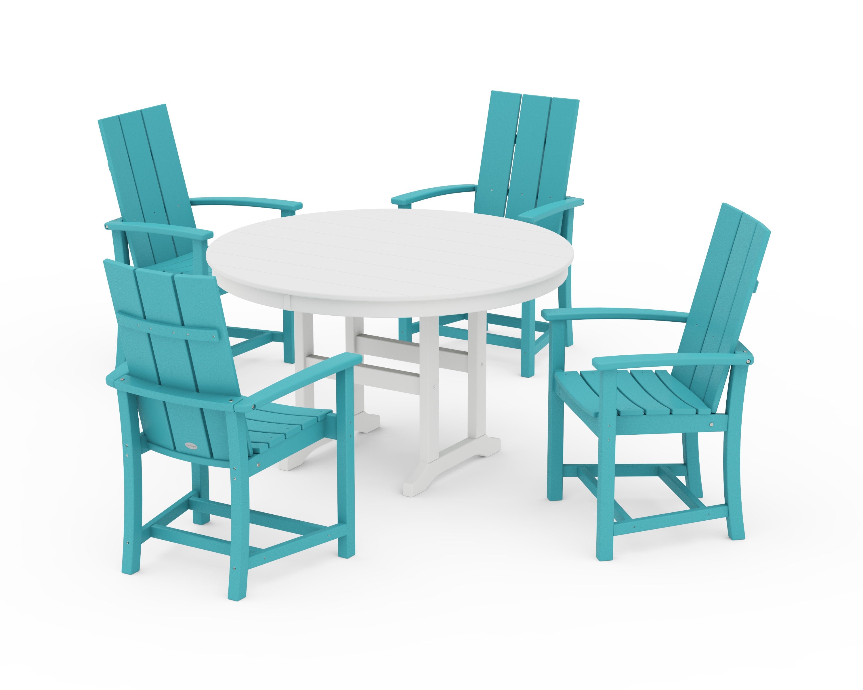 Modern Adirondack 5-Piece Round Farmhouse Dining Set in Aruba / White