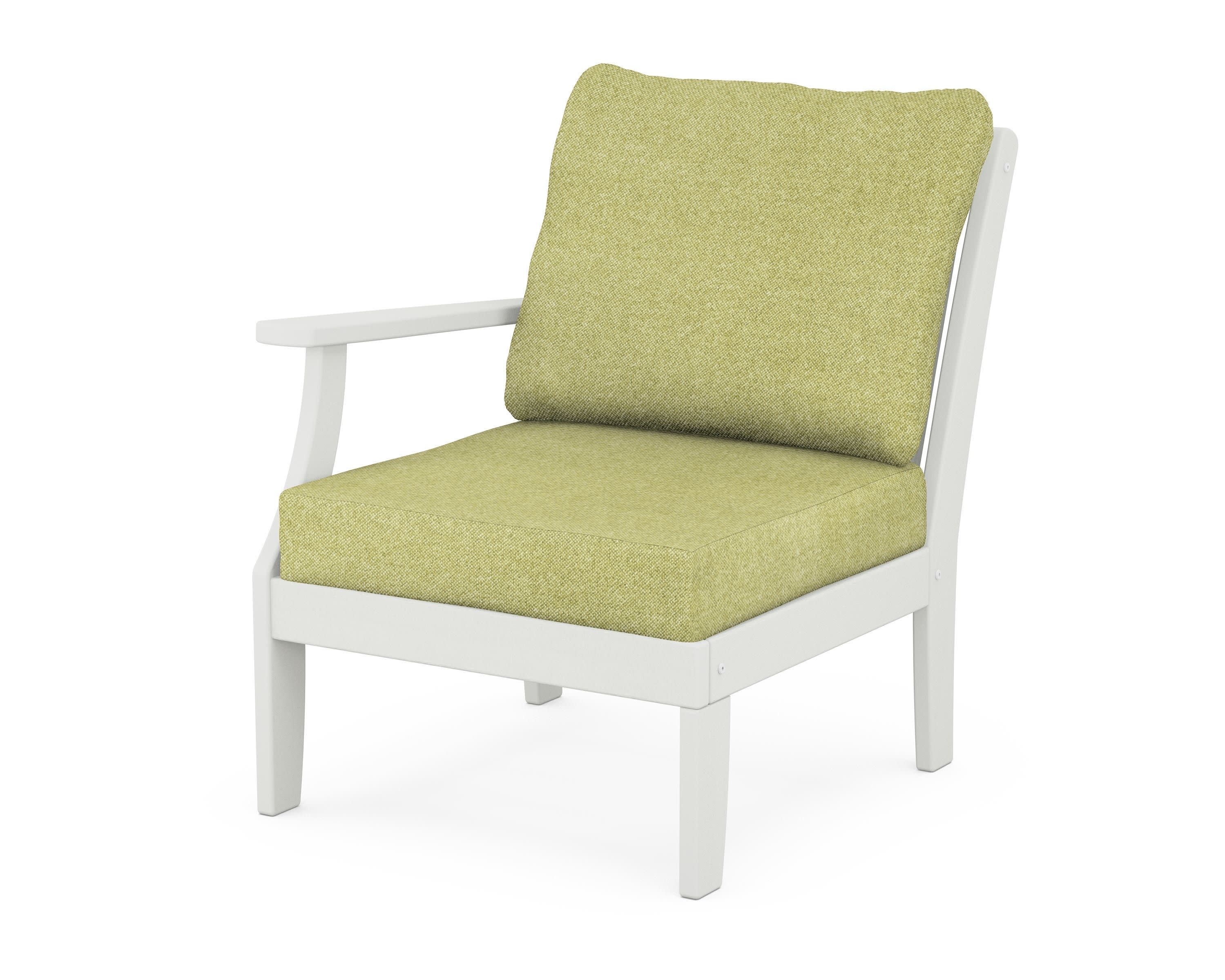Braxton Modular Left Arm Chair in Vintage White / Chartreuse Boucle