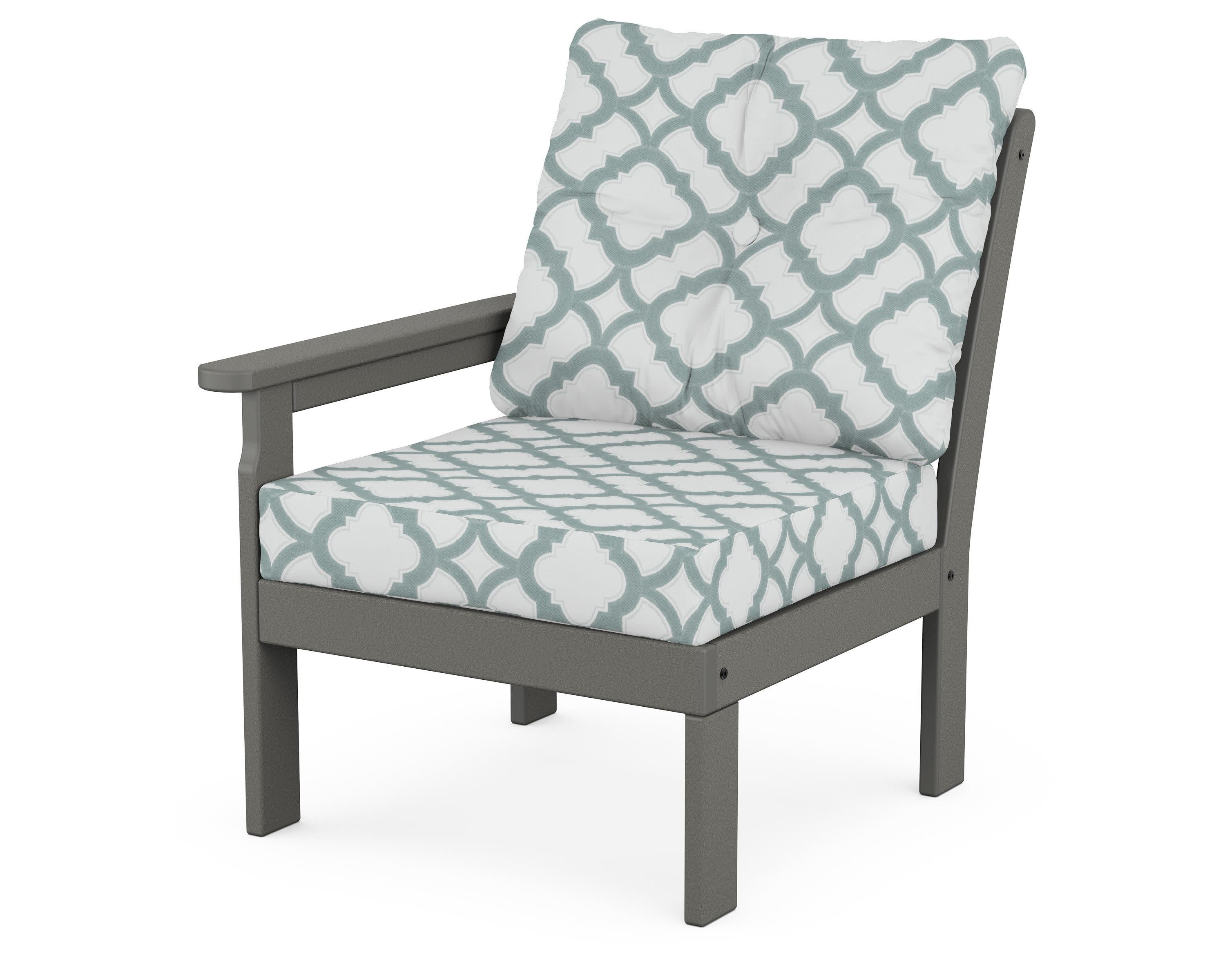 Vineyard Modular Left Arm Chair in Slate Grey / Trellis Glacier Spa