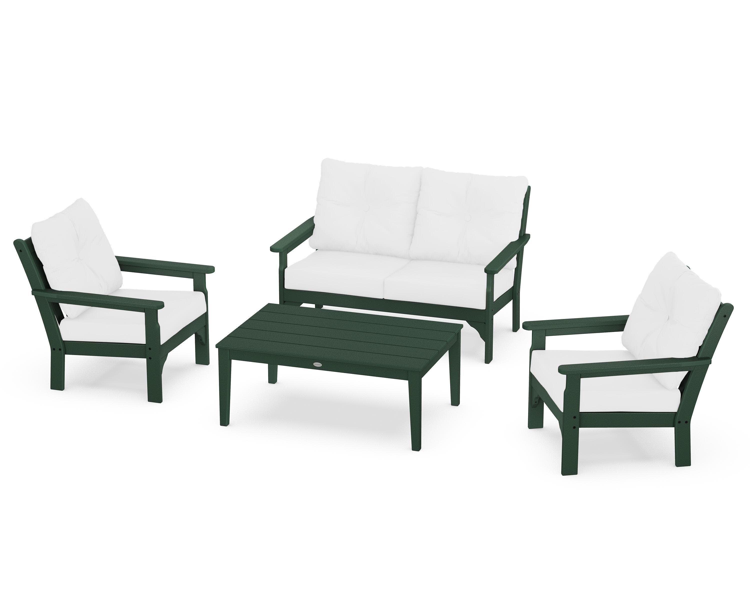 Vineyard 4-Piece Deep Seating Set in Green / Natural