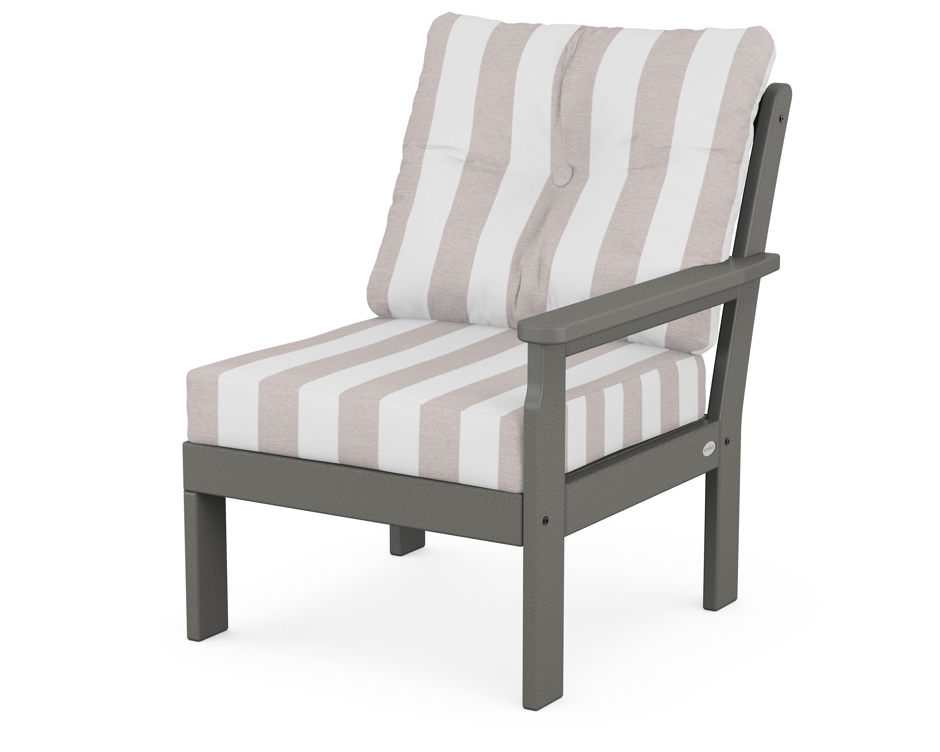 Vineyard Modular Right Arm Chair in Slate Grey / Cabana Stripe Dune Burlap