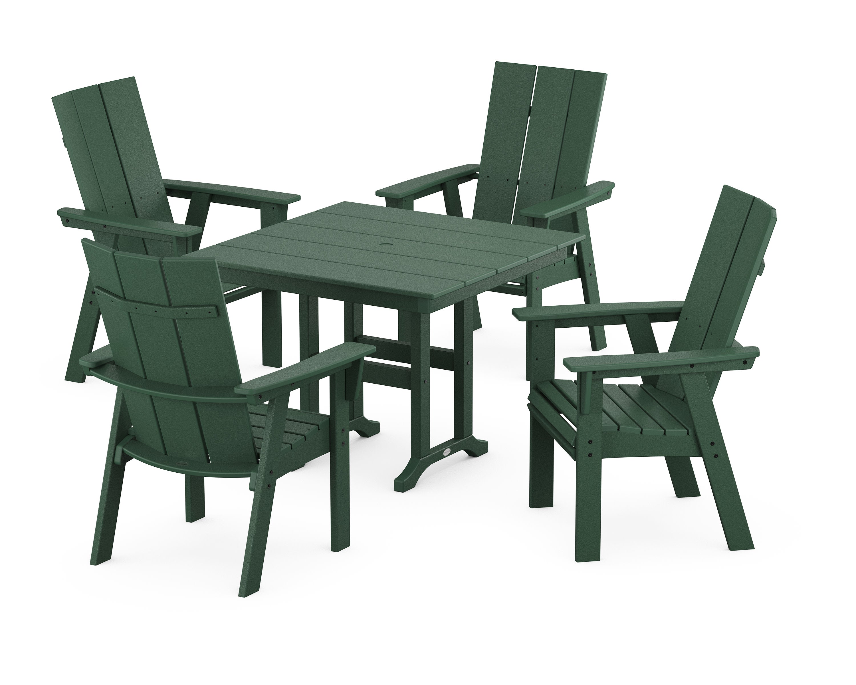 Modern Adirondack 5-Piece Farmhouse Dining Set in Green