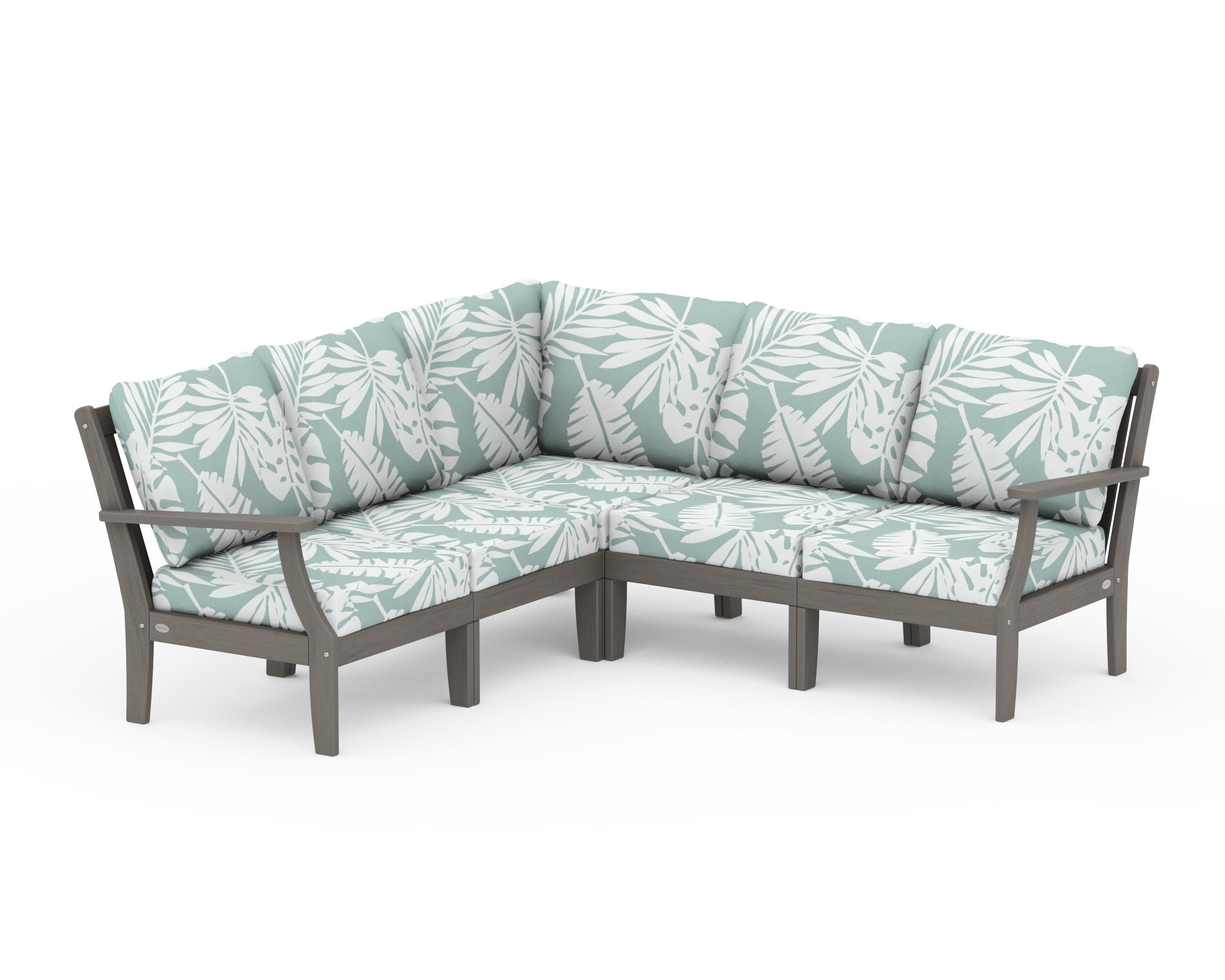 Braxton Modular 5-Piece Deep Seating Set in Driftwood / Leaf Glacier Spa