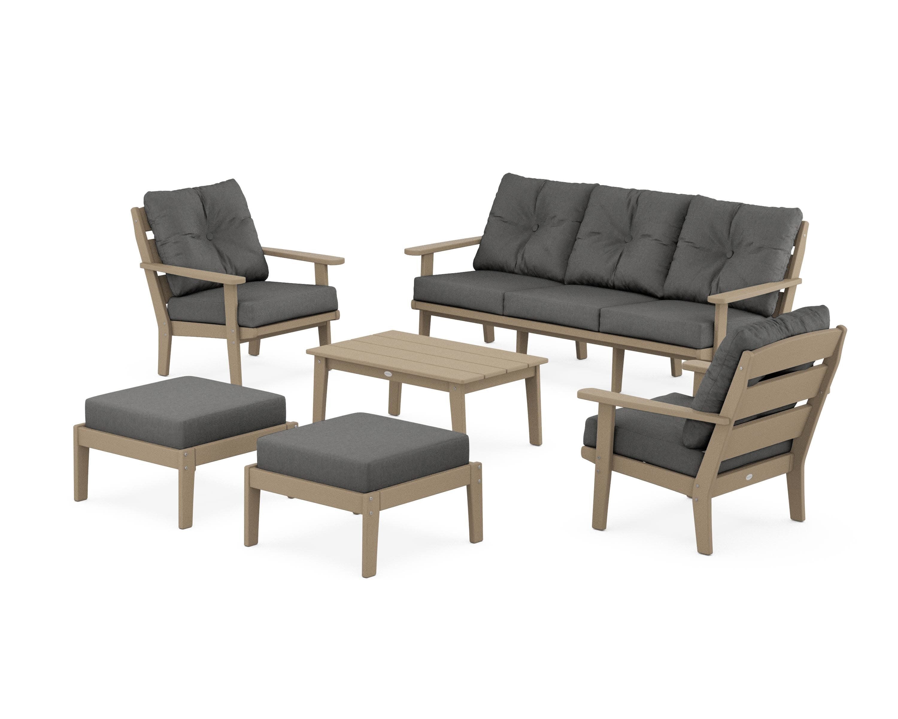 Lakeside 6-Piece Lounge Sofa Set in Vintage Sahara / Spectrum Carbon