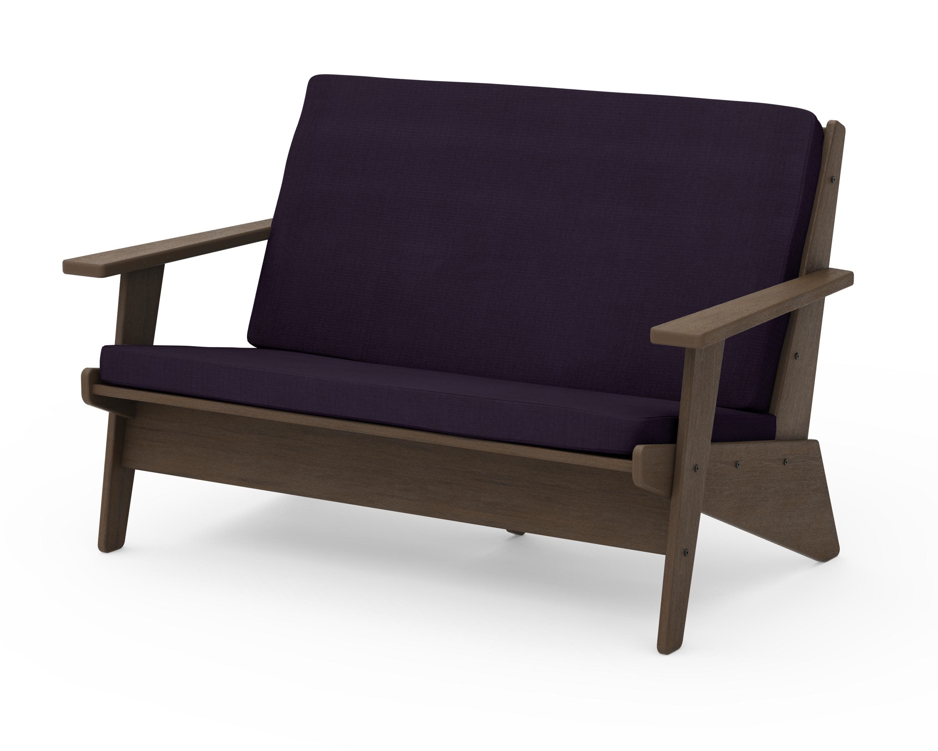 Riviera Modern Lounge Loveseat in Kona / Navy Linen