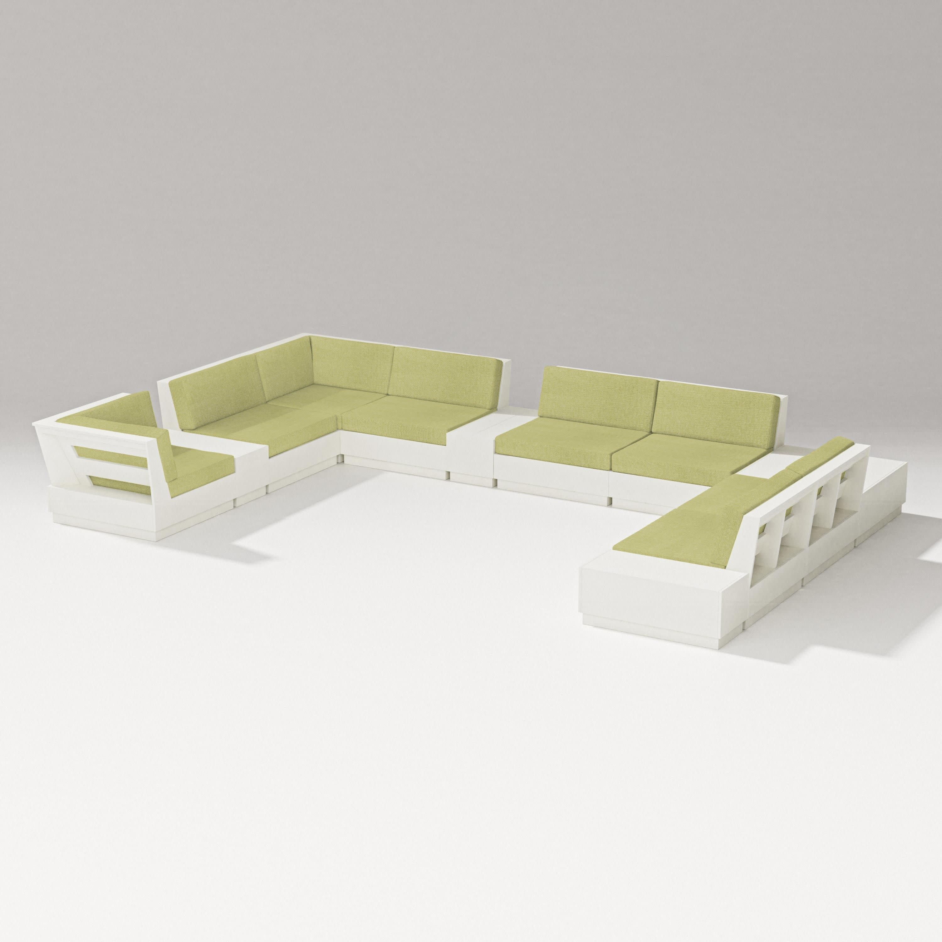 Elevate 12-Piece Conversation Sectional Set in Vintage White / Chartreuse Boucle