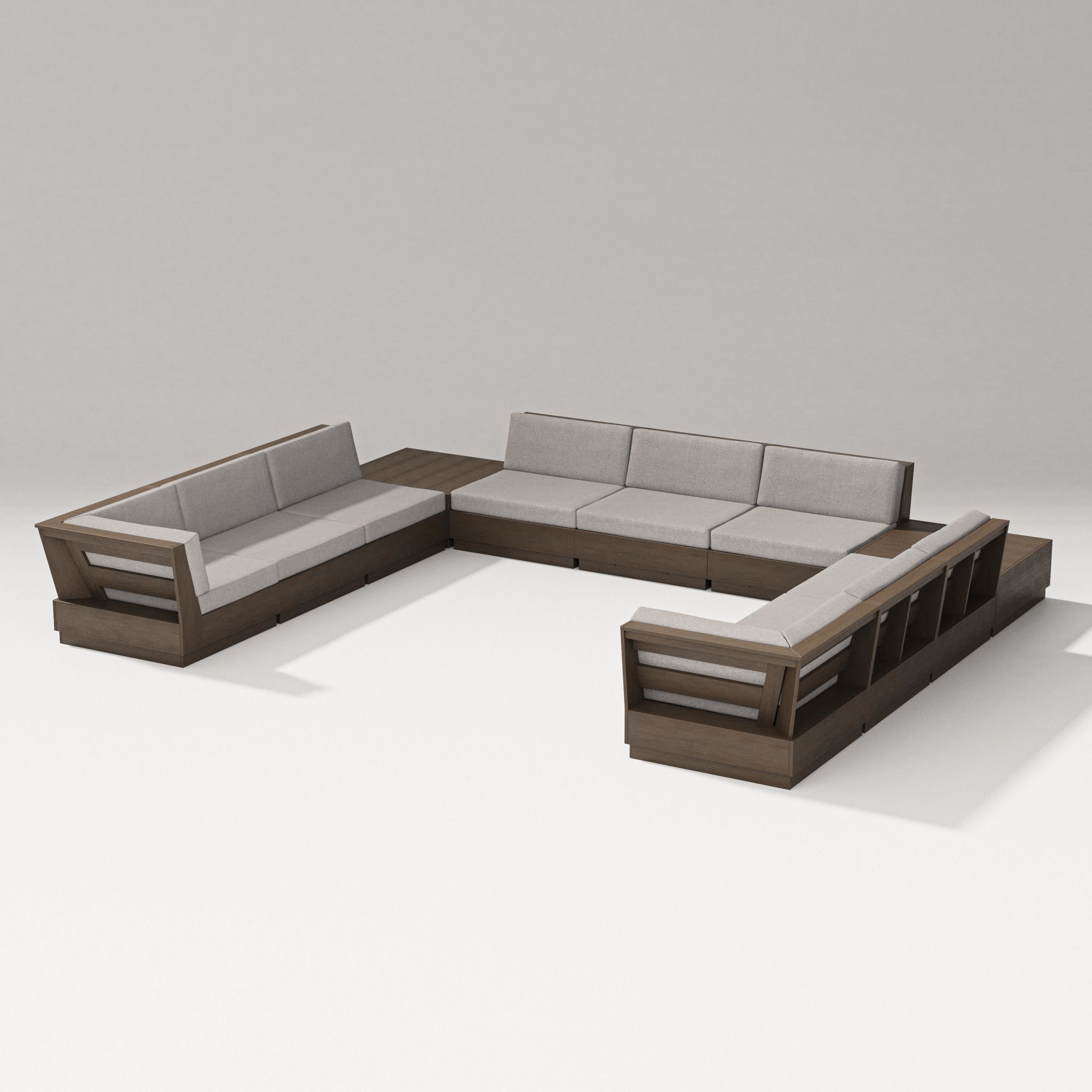 Elevate 11-Piece U-Shaped Sofa Sectional in Kona / Weathered Tweed