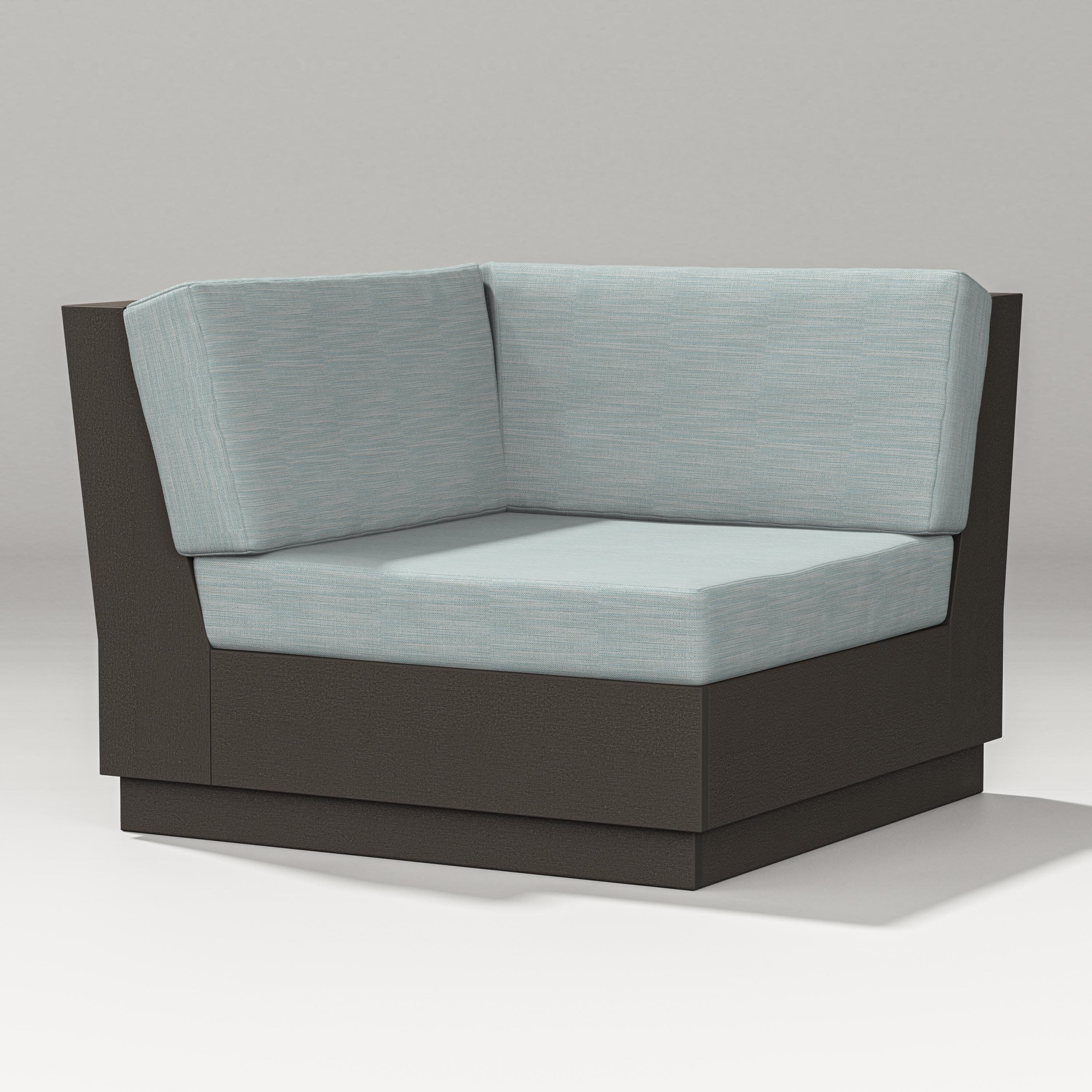 Elevate Modular Corner Chair in Vintage Coffee / Soothe Mist