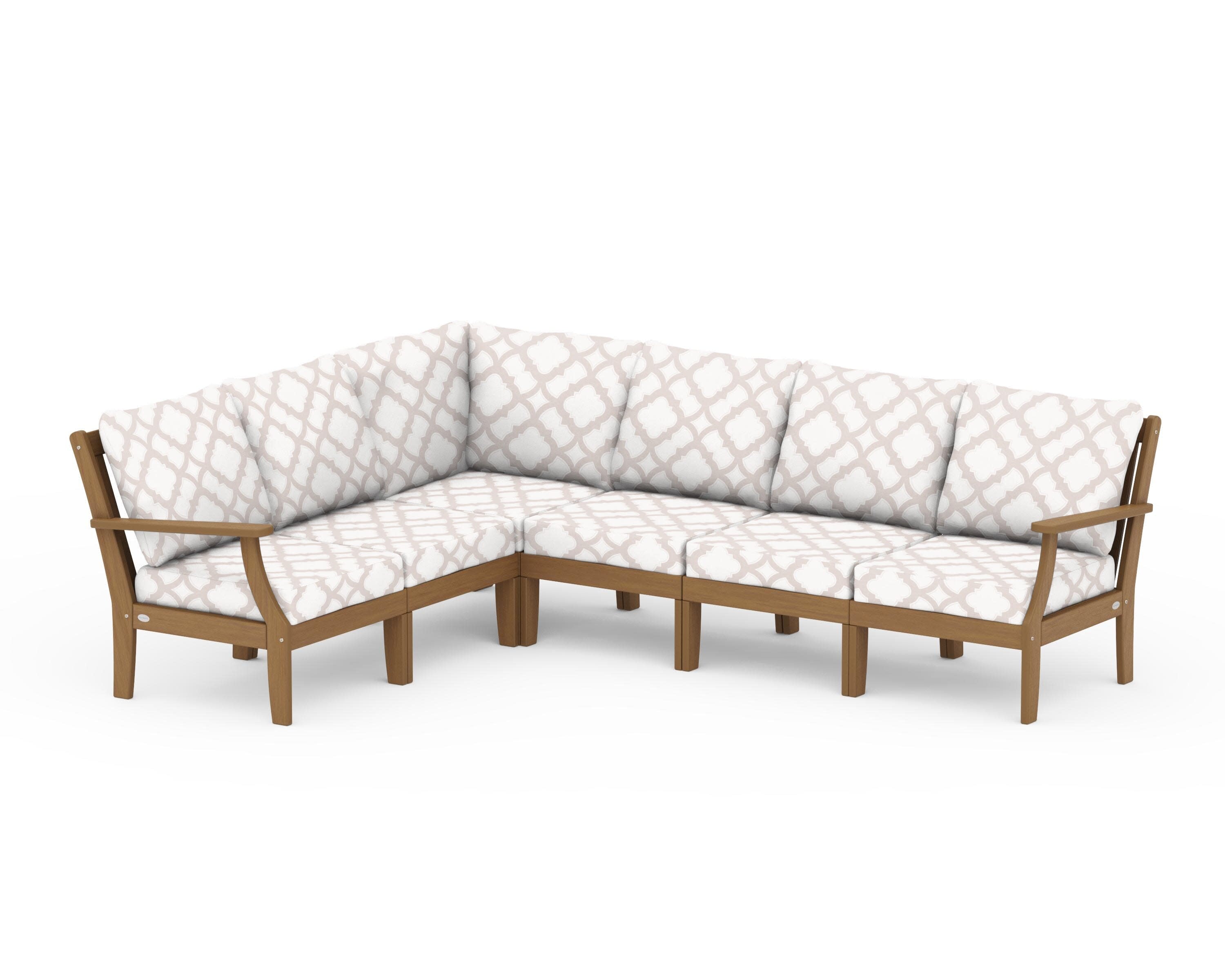 Braxton Modular 6-Piece Deep Seating Set in Natural / Trellis Dune Burlap