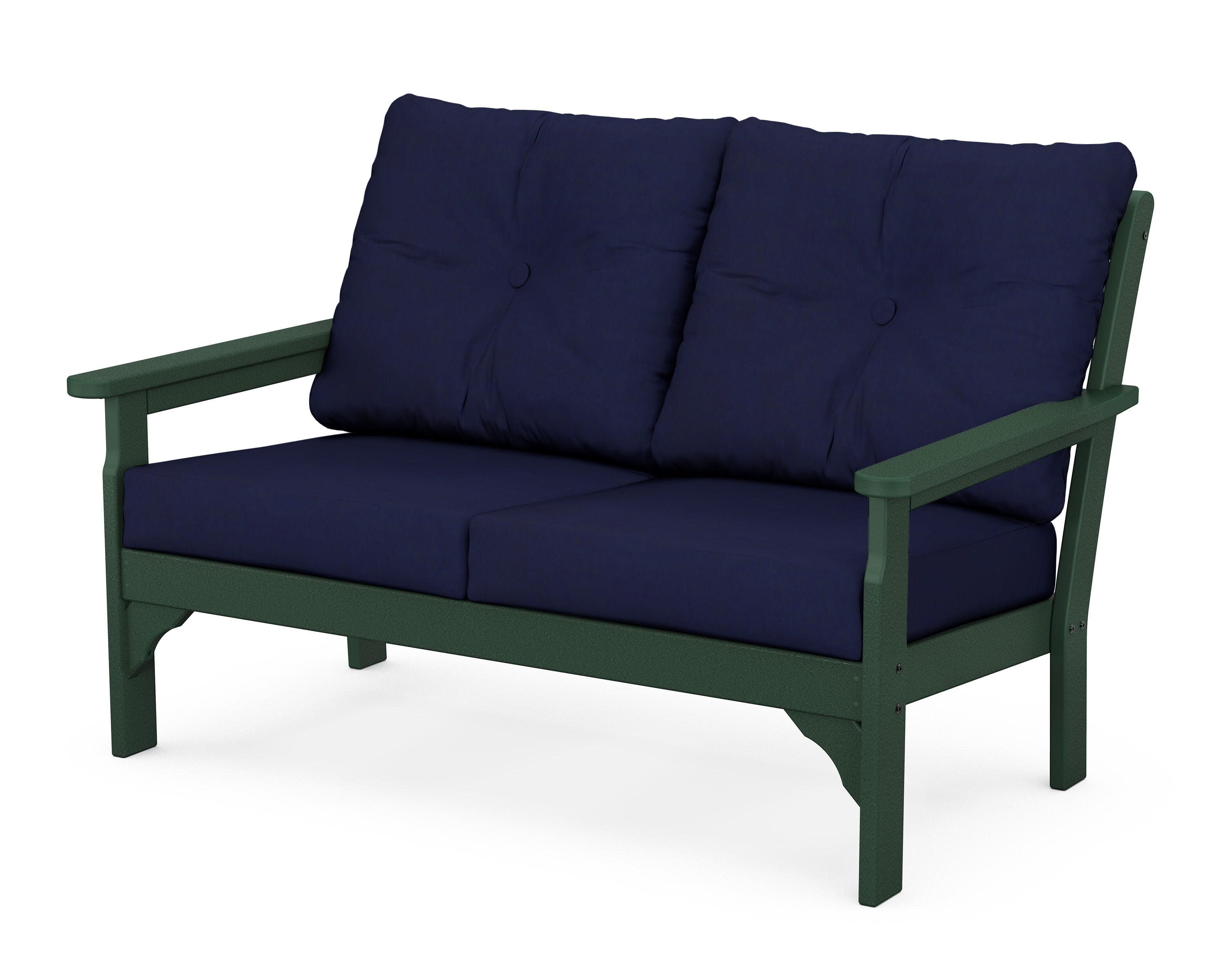 Vineyard Deep Seating Loveseat in Green / Navy