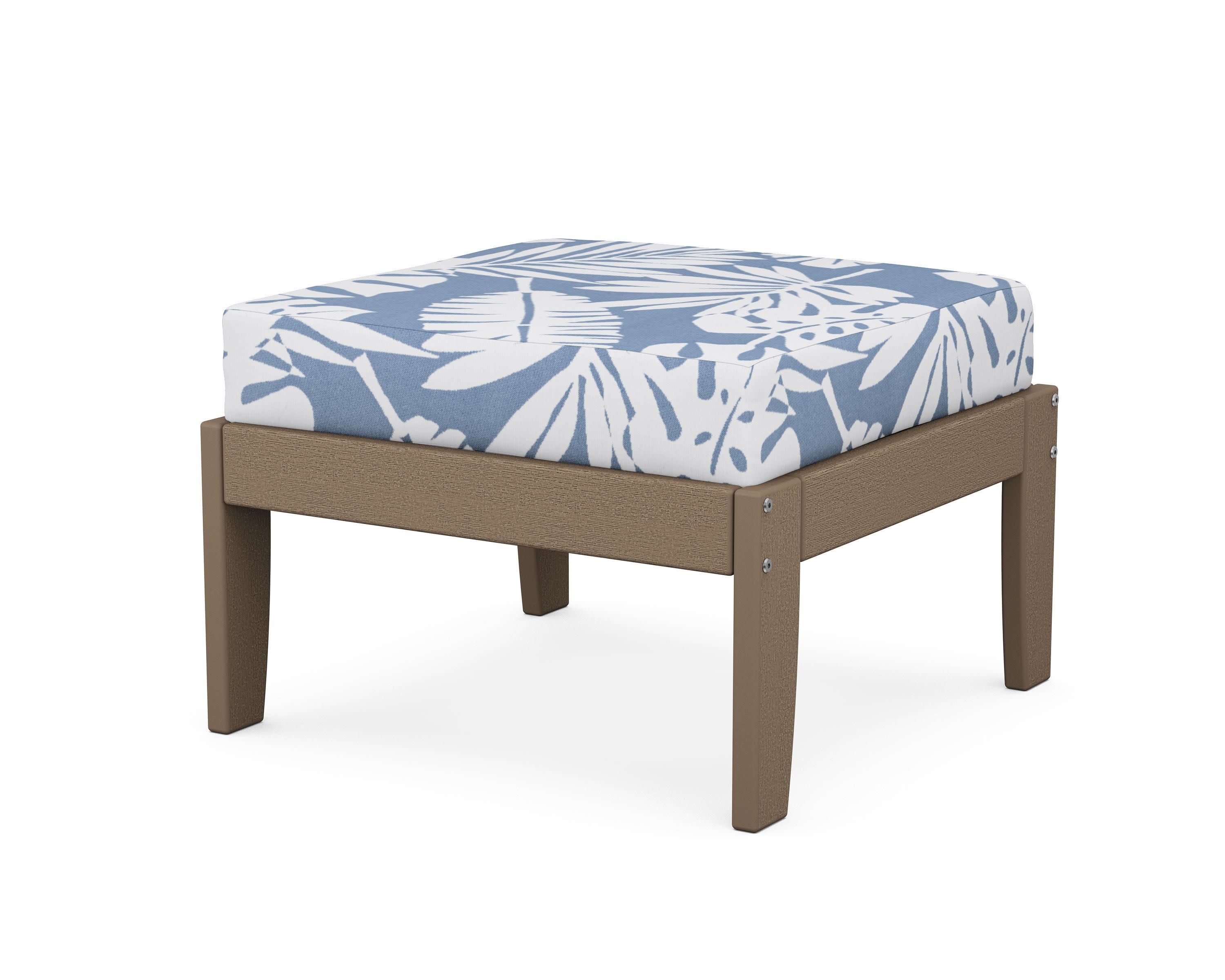Modular Ottoman - Classic in Vintage Sahara / Leaf Sky Blue