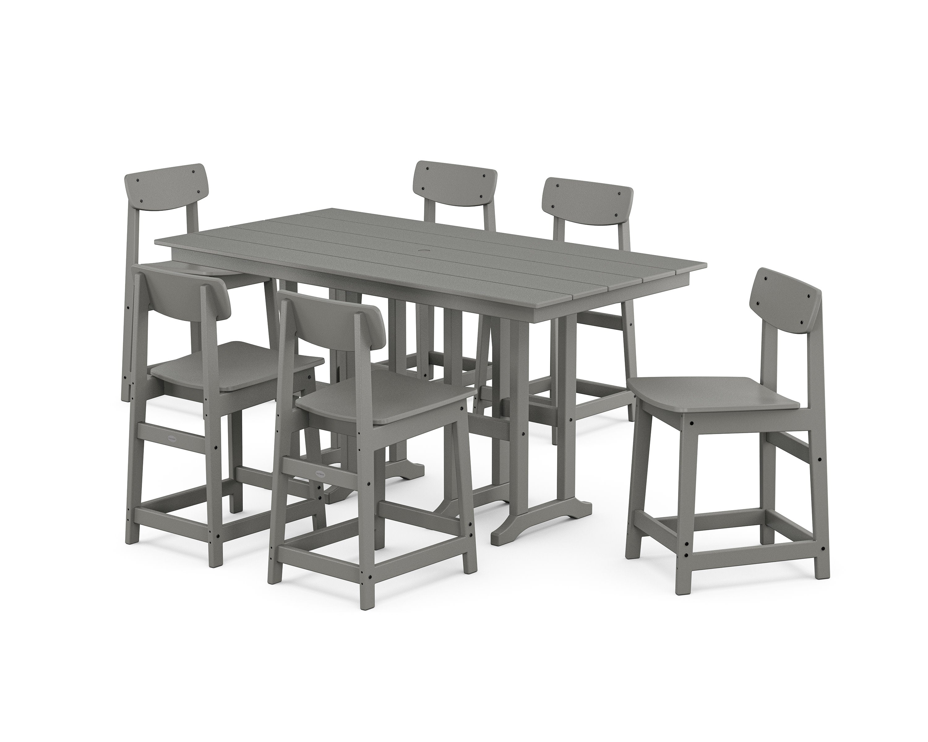 Modern Studio Urban Counter Chair 7-Piece Set in Slate Grey