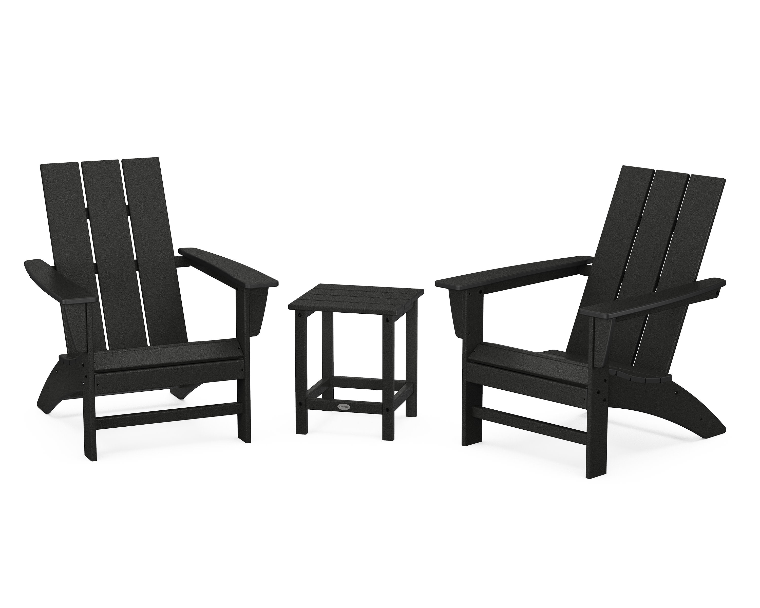 Modern 3-Piece Adirondack Set with Long Island 18" Side Table in Black