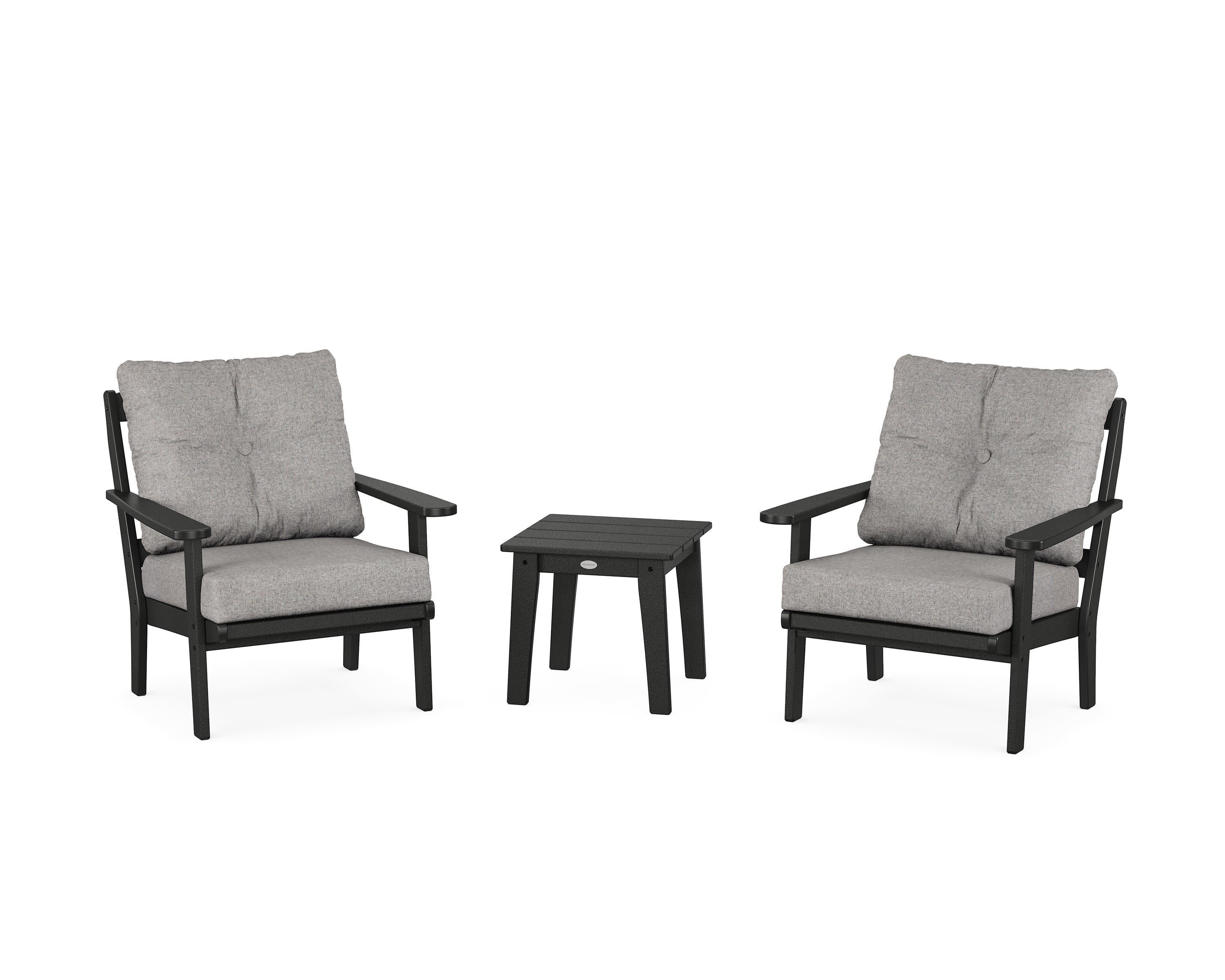 Mission 3-Piece Deep Seating Set in Black / Grey Mist