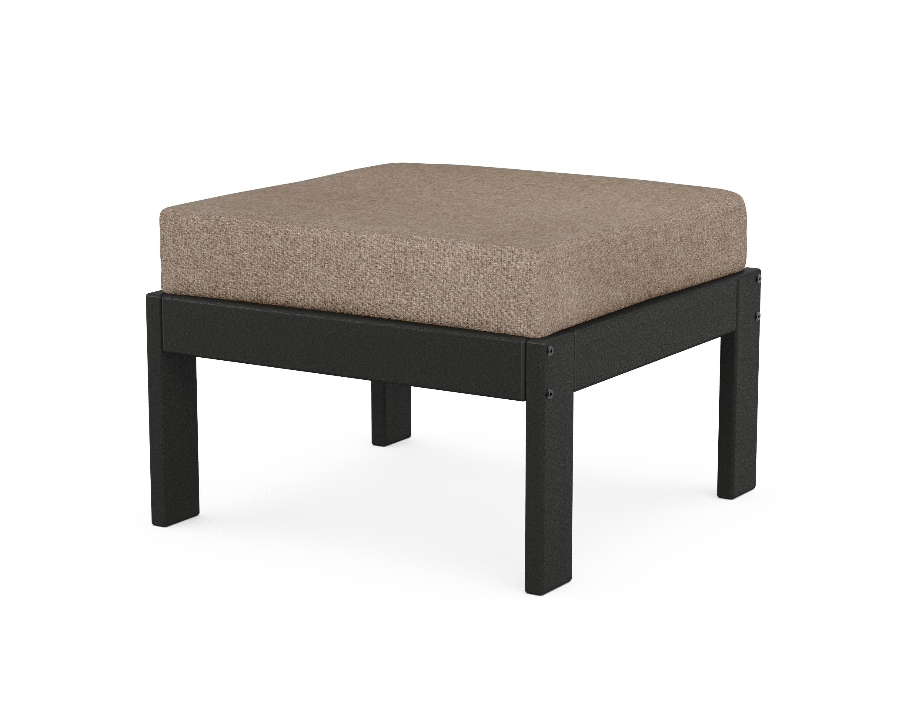 Vineyard Modular Ottoman in Black / Spiced Burlap
