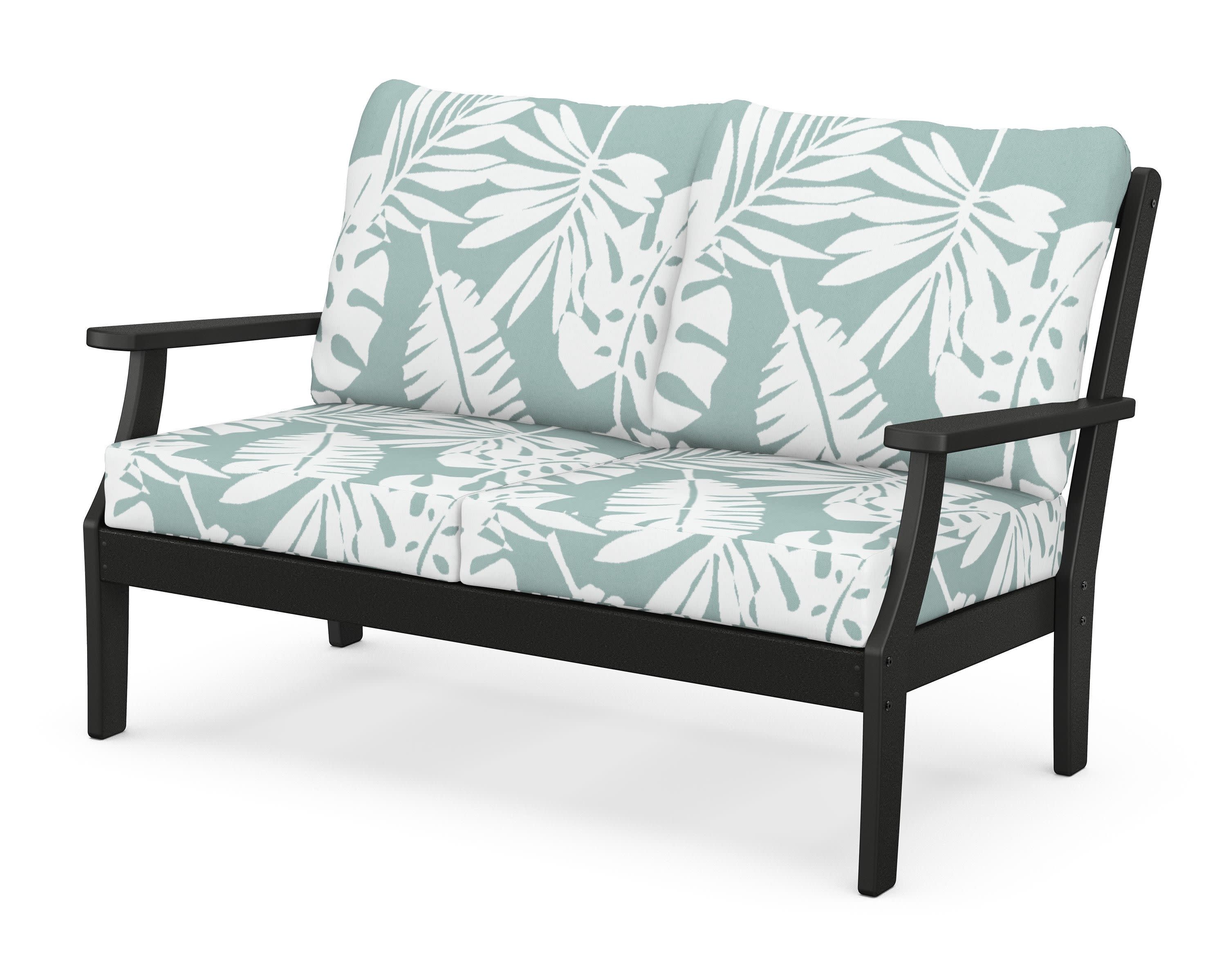 Braxton Deep Seating Loveseat in Black / Leaf Glacier Spa