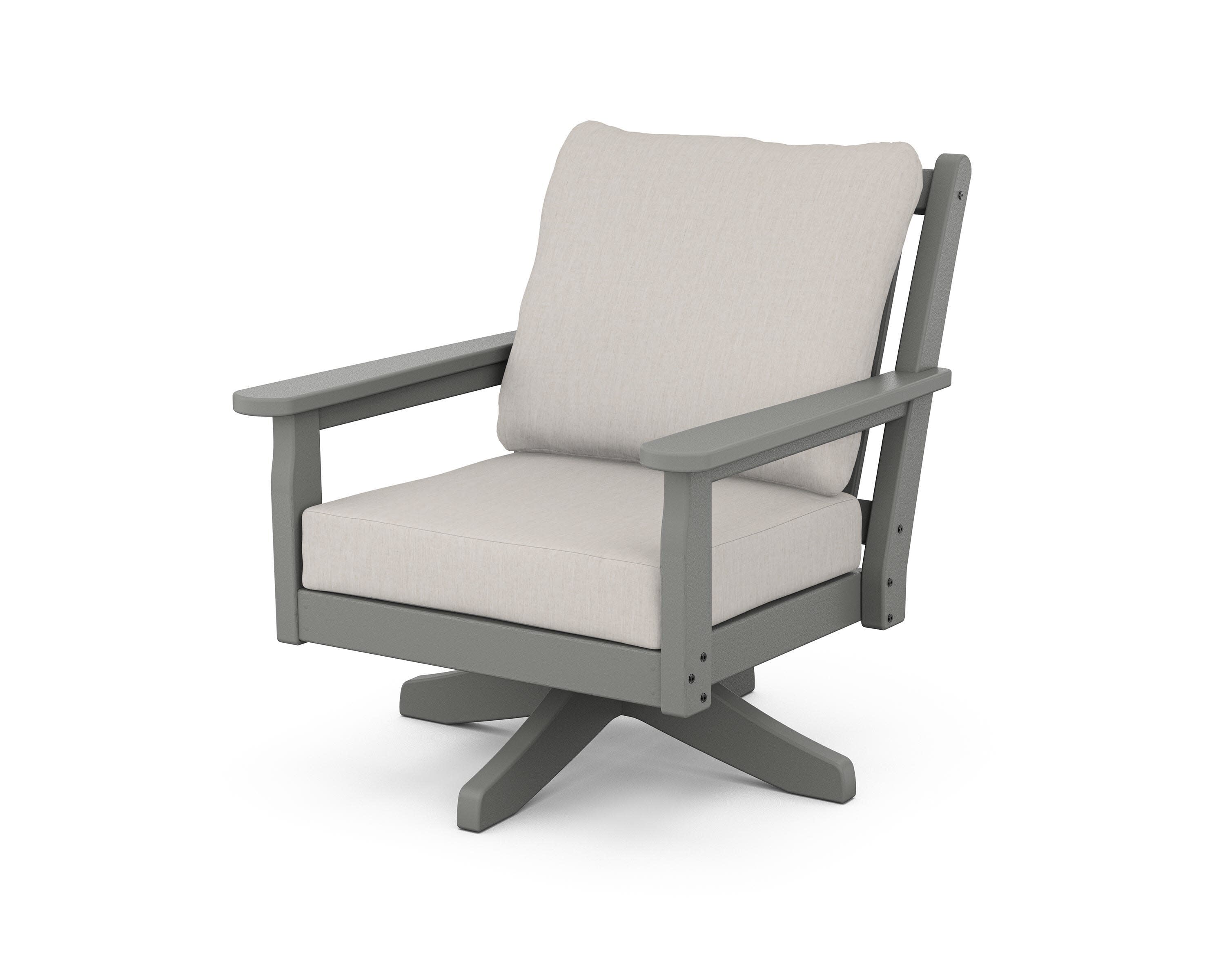 Chippendale Deep Seating Swivel Chair in Slate Grey / Cast Ash
