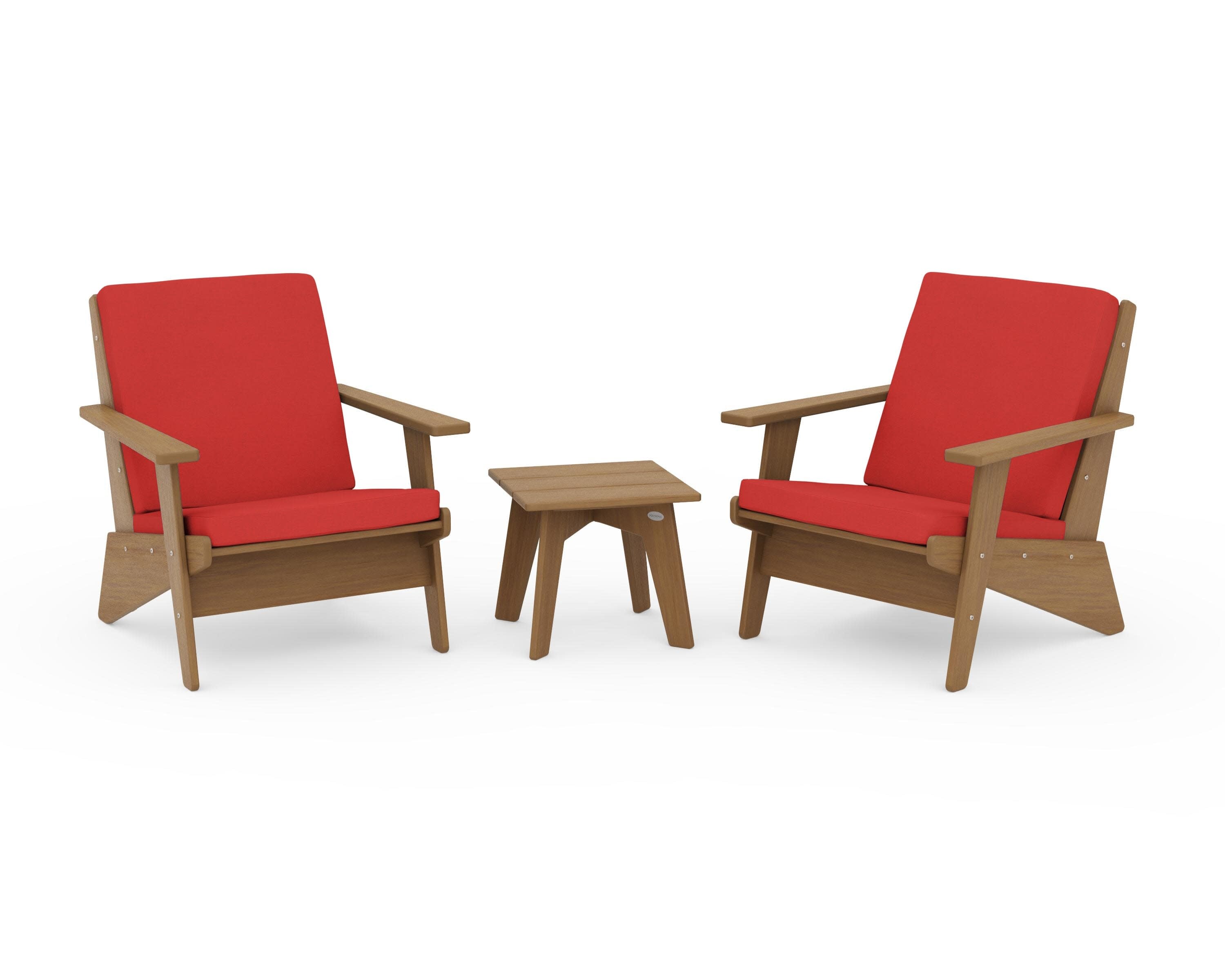 Riviera Modern Lounge 3-Piece Set in Natural / Crimson Linen