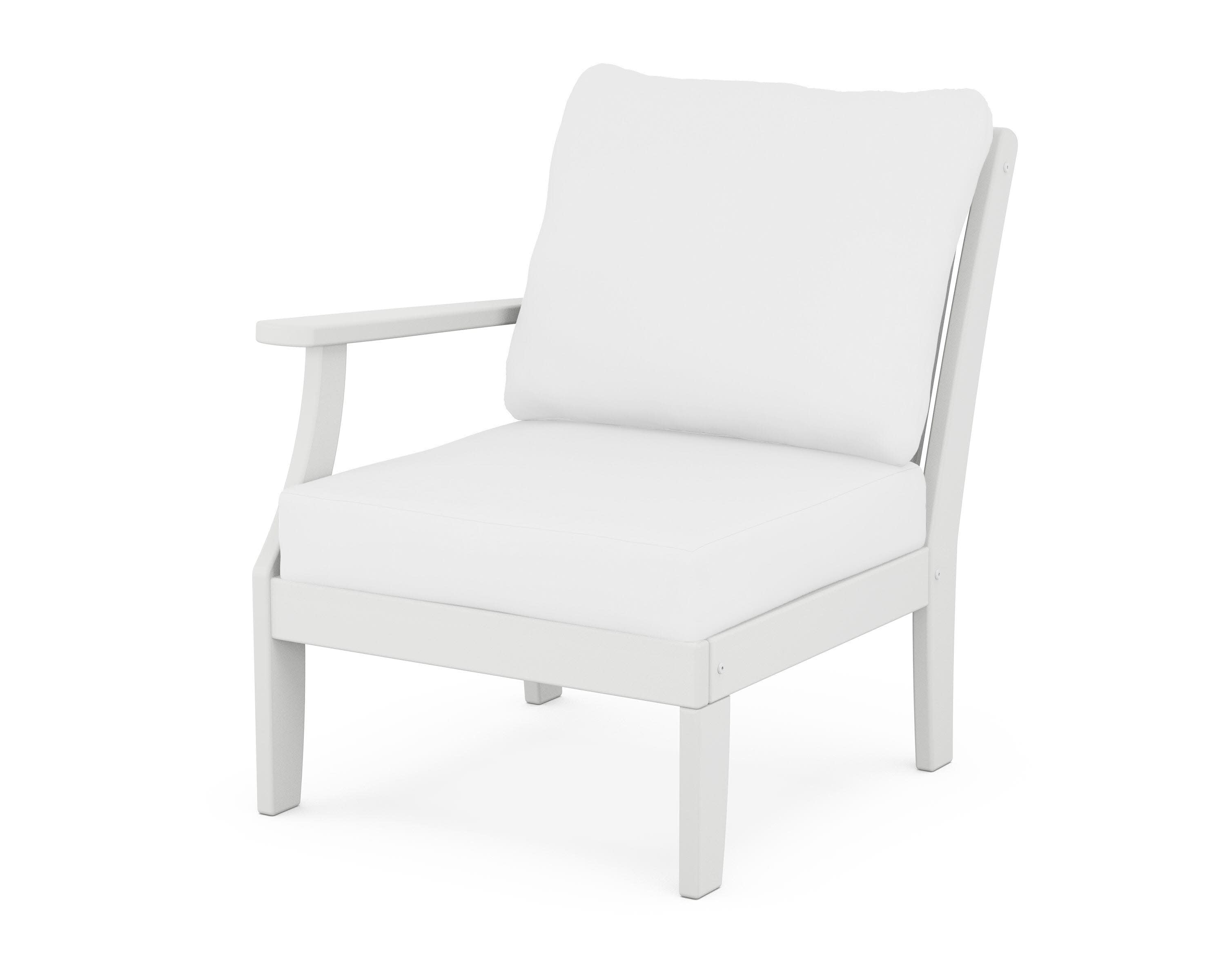 Braxton Modular Left Arm Chair in White / Natural
