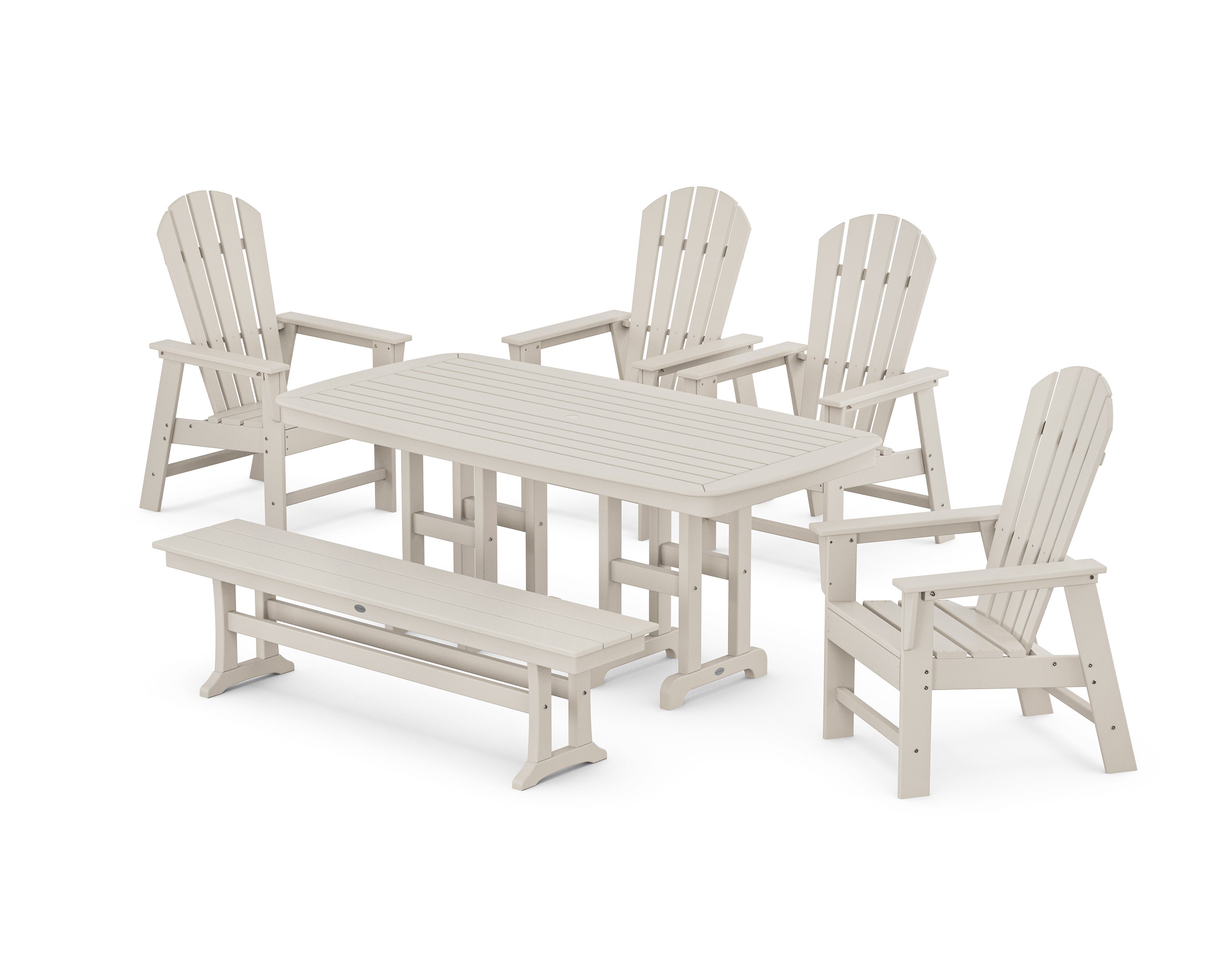 South Beach 6-Piece Dining Set with Bench in Sand