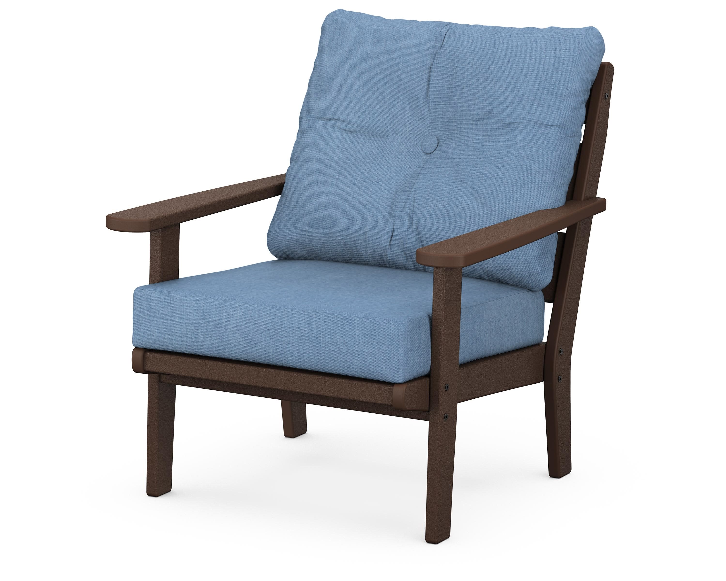 Lakeside Deep Seating Chair in Mahogany / Sky Blue
