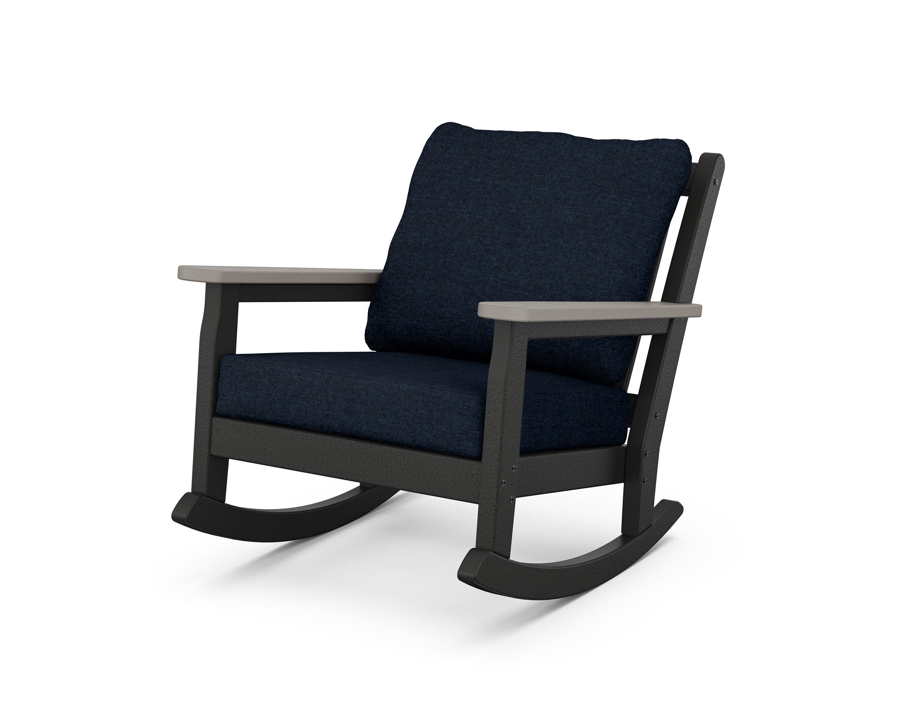 Chippendale Deep Seating Rocking Chair in Black / Driftwood / Marine Indigo