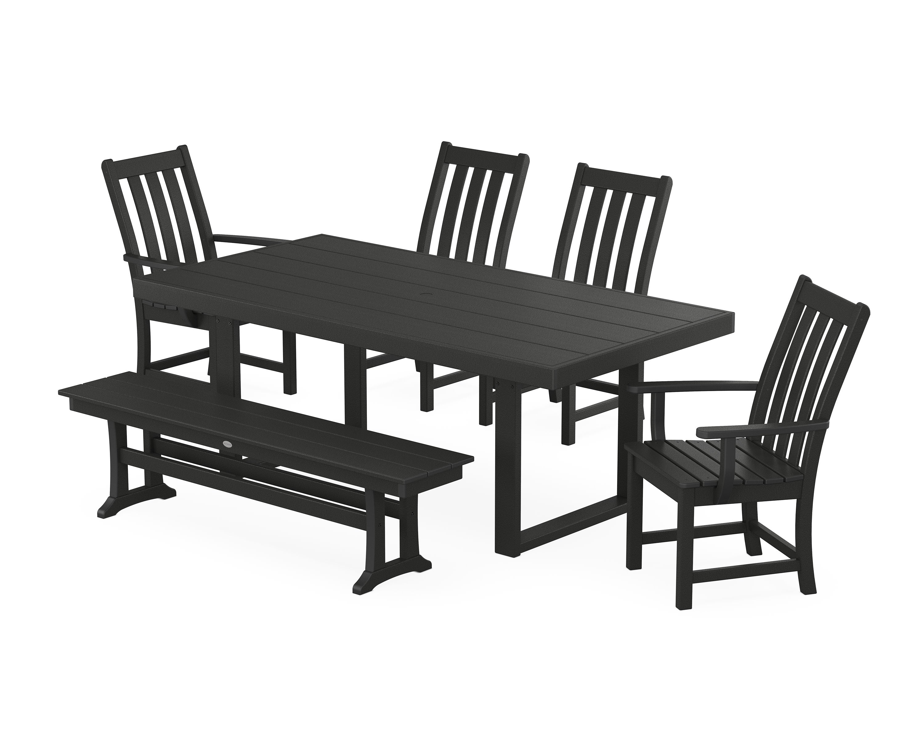Vineyard 6-Piece Dining Set with Bench in Black