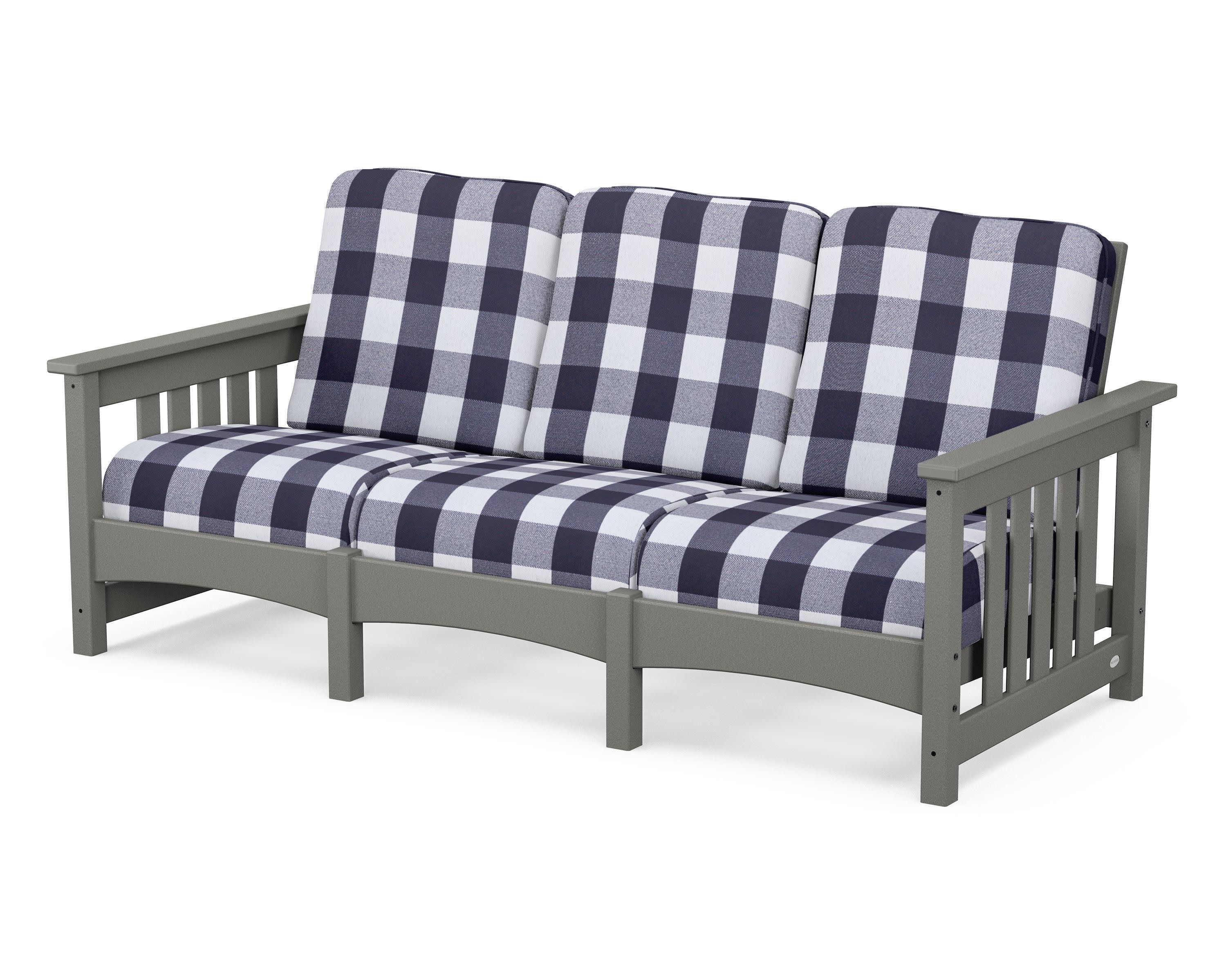 Club Mission Sofa in Slate Grey / Buffalo Plaid Navy